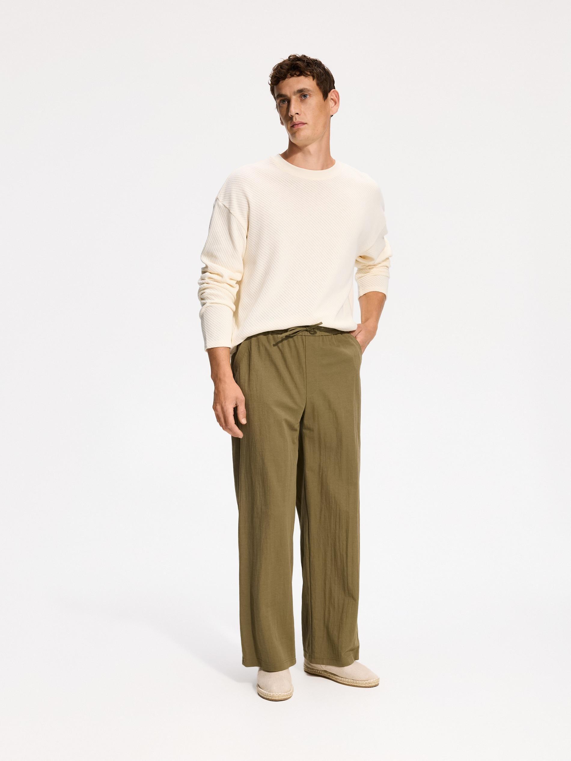 Green Trousers With Tie Detail, Khaki, medium