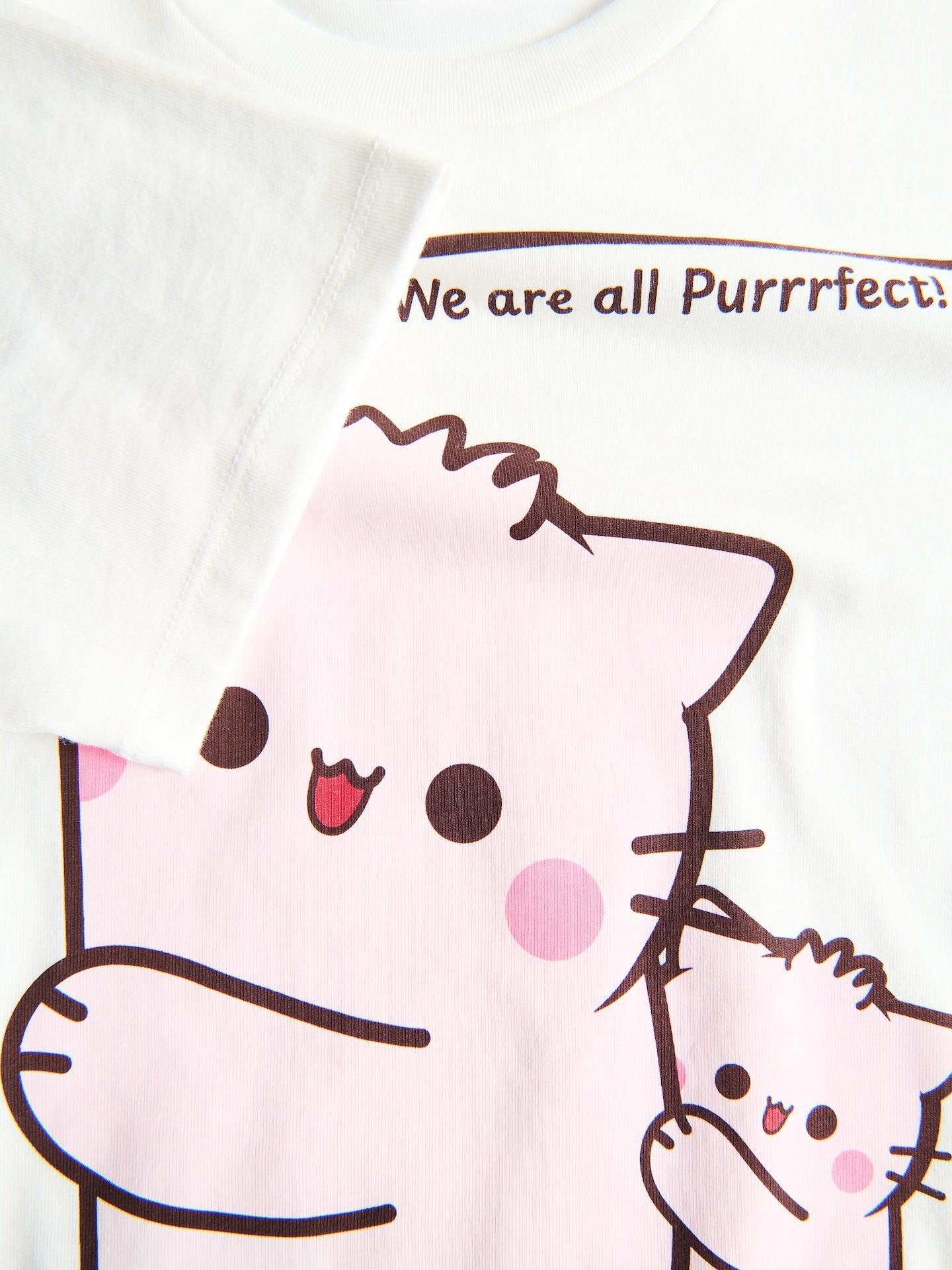 Cream Pembe The Pink Cat Printed T-Shirt, Ivory, medium
