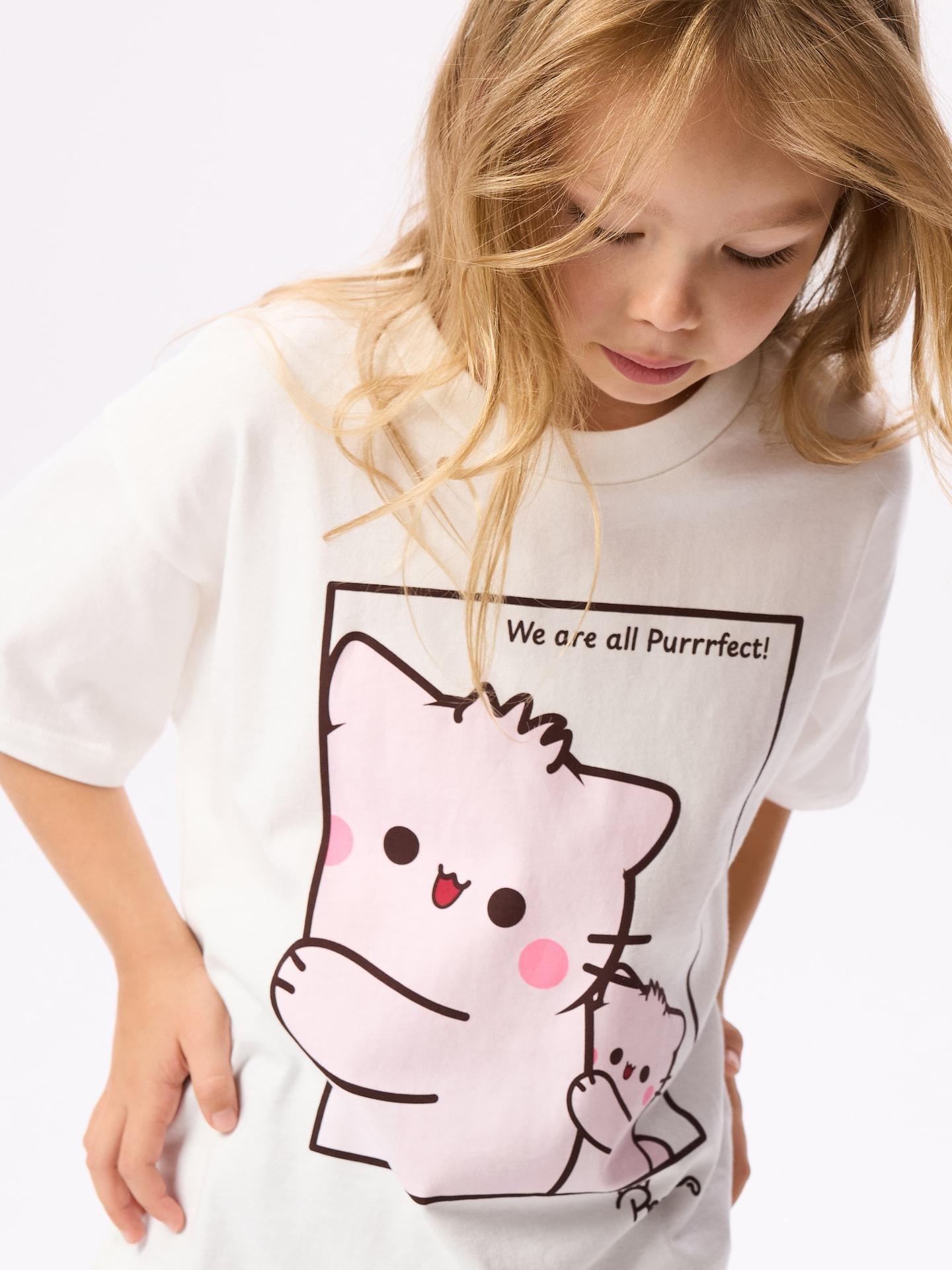 Cream Pembe The Pink Cat Printed T-Shirt, Ivory, large image number 3