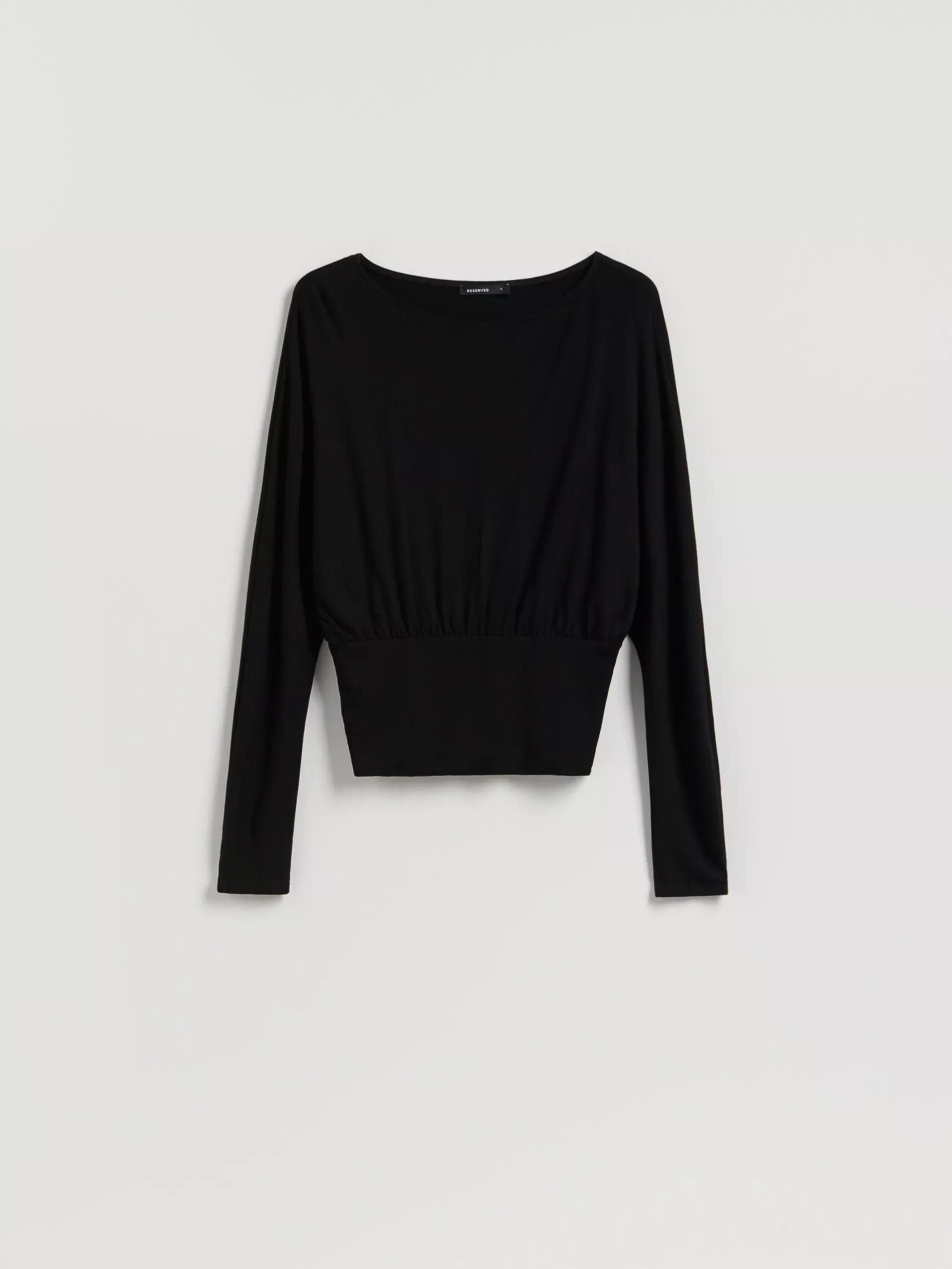 Black Viscose Rich Long Sleeve T-Shirt, Black, large image number 4