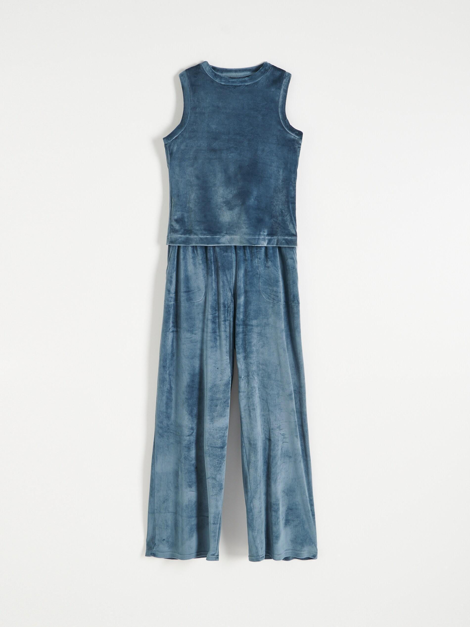 Blue Velour Pyjama Set, , large image number 0
