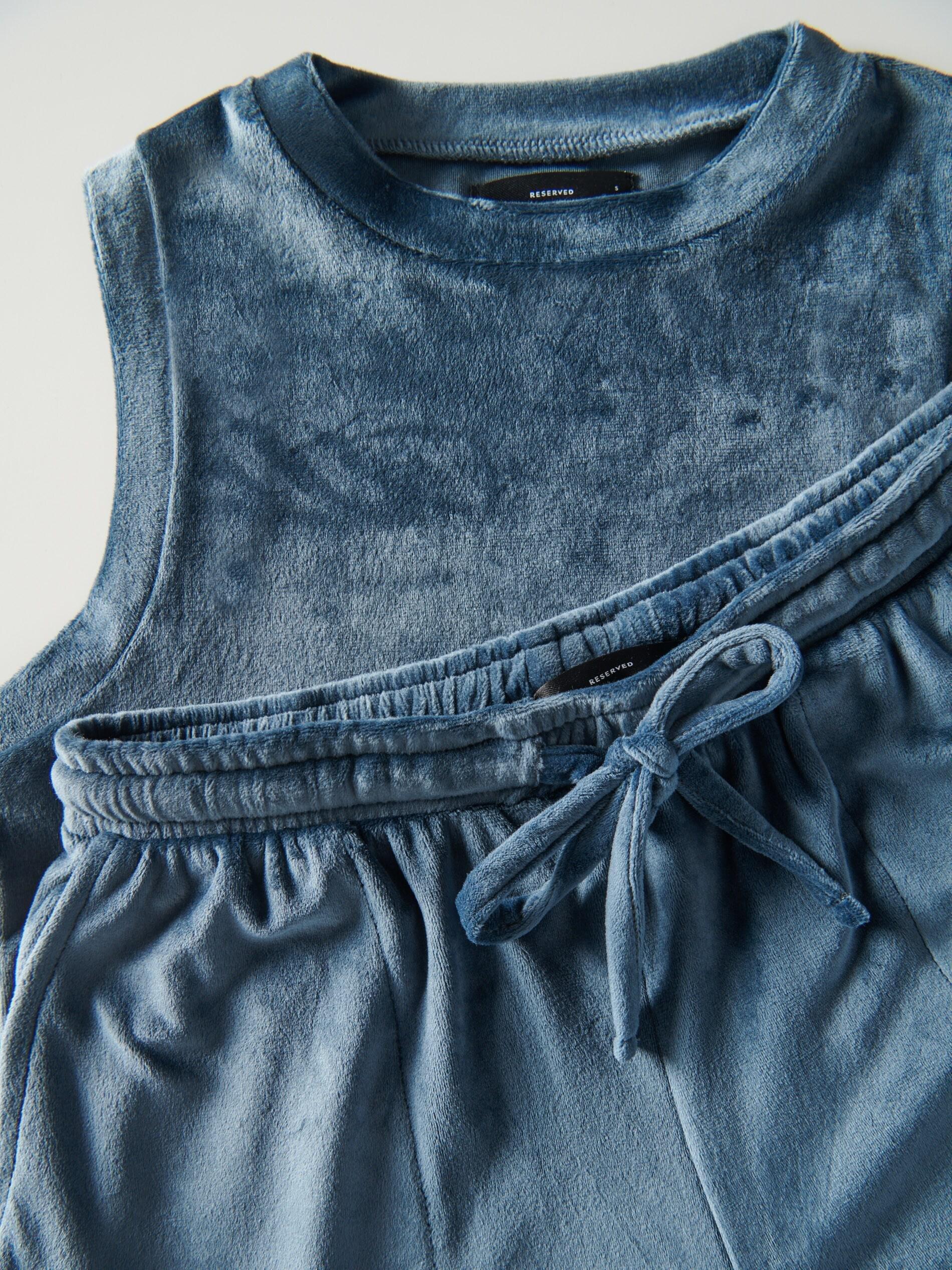 Blue Velour Pyjama Set, , large image number 1