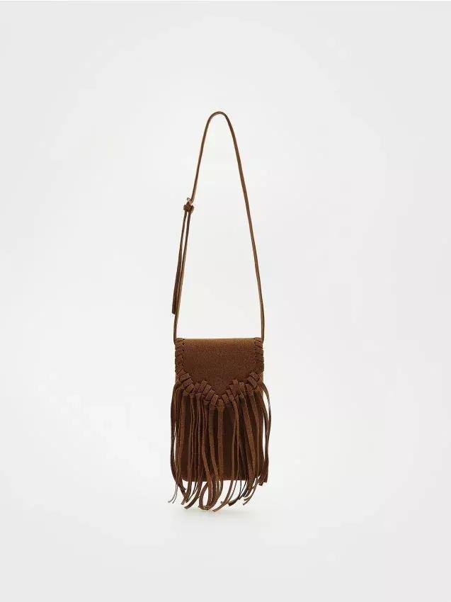 Brown Fringe Handbag, Kids Girls, Brown, large image number 0