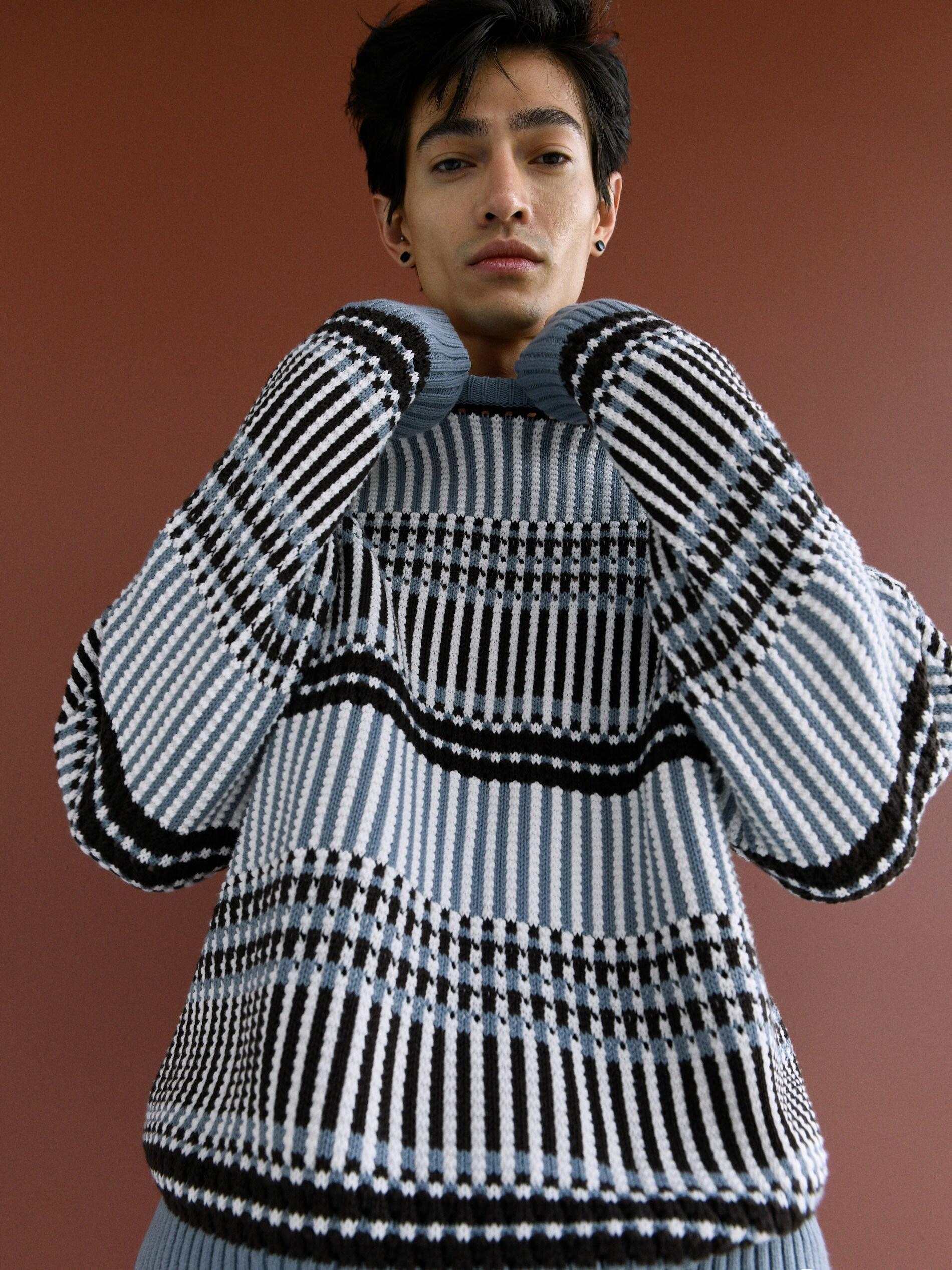 Cream Cotton Sweater In A Structured Knit, Men, , large image number 0