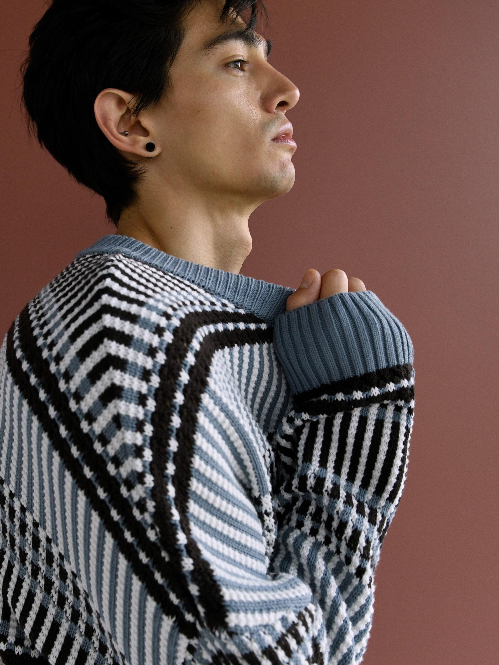 Cream Cotton Sweater In A Structured Knit, Men, , large image number 1