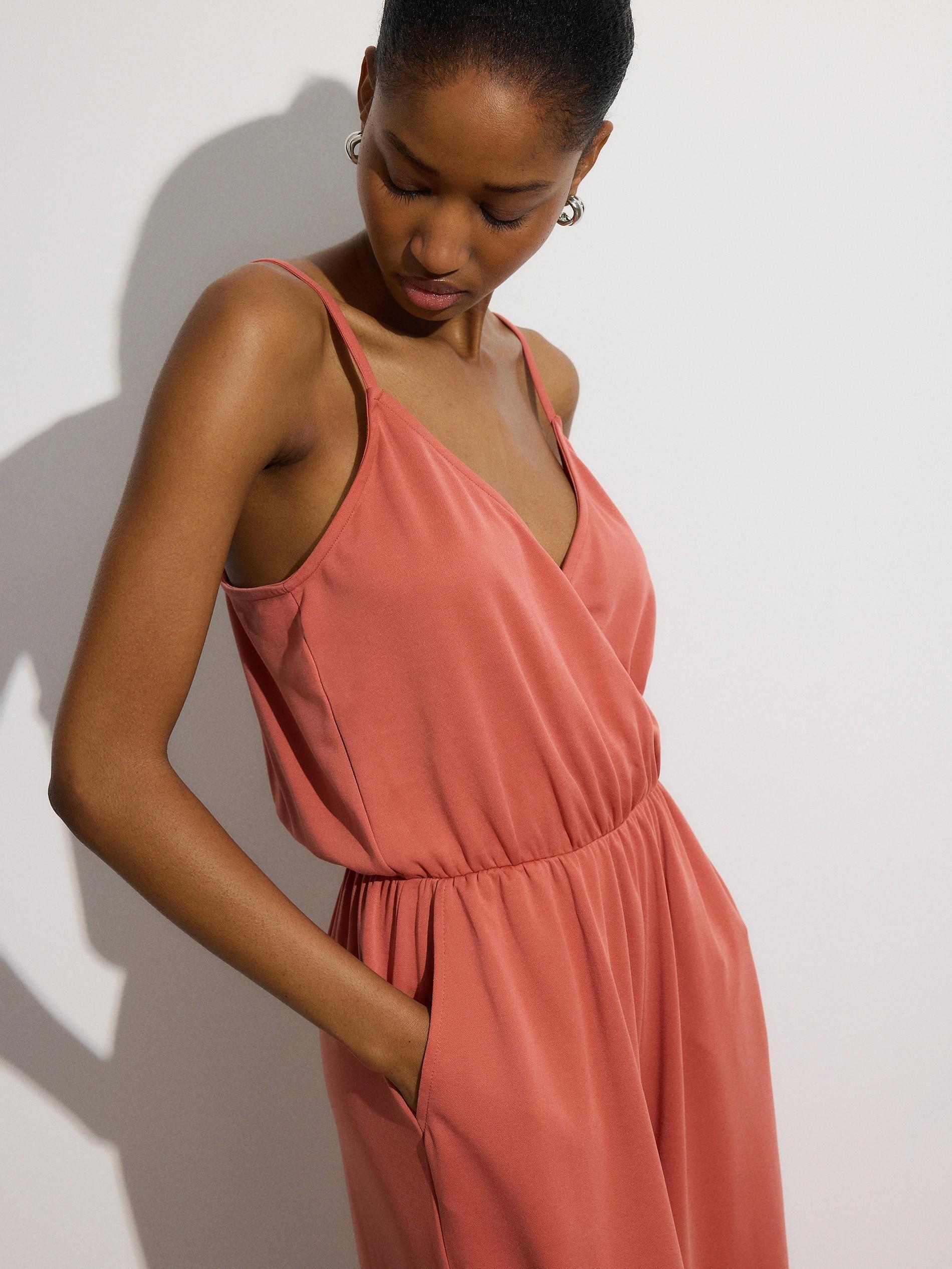 Orange V-Neck Jumpsuit, , large image number 1