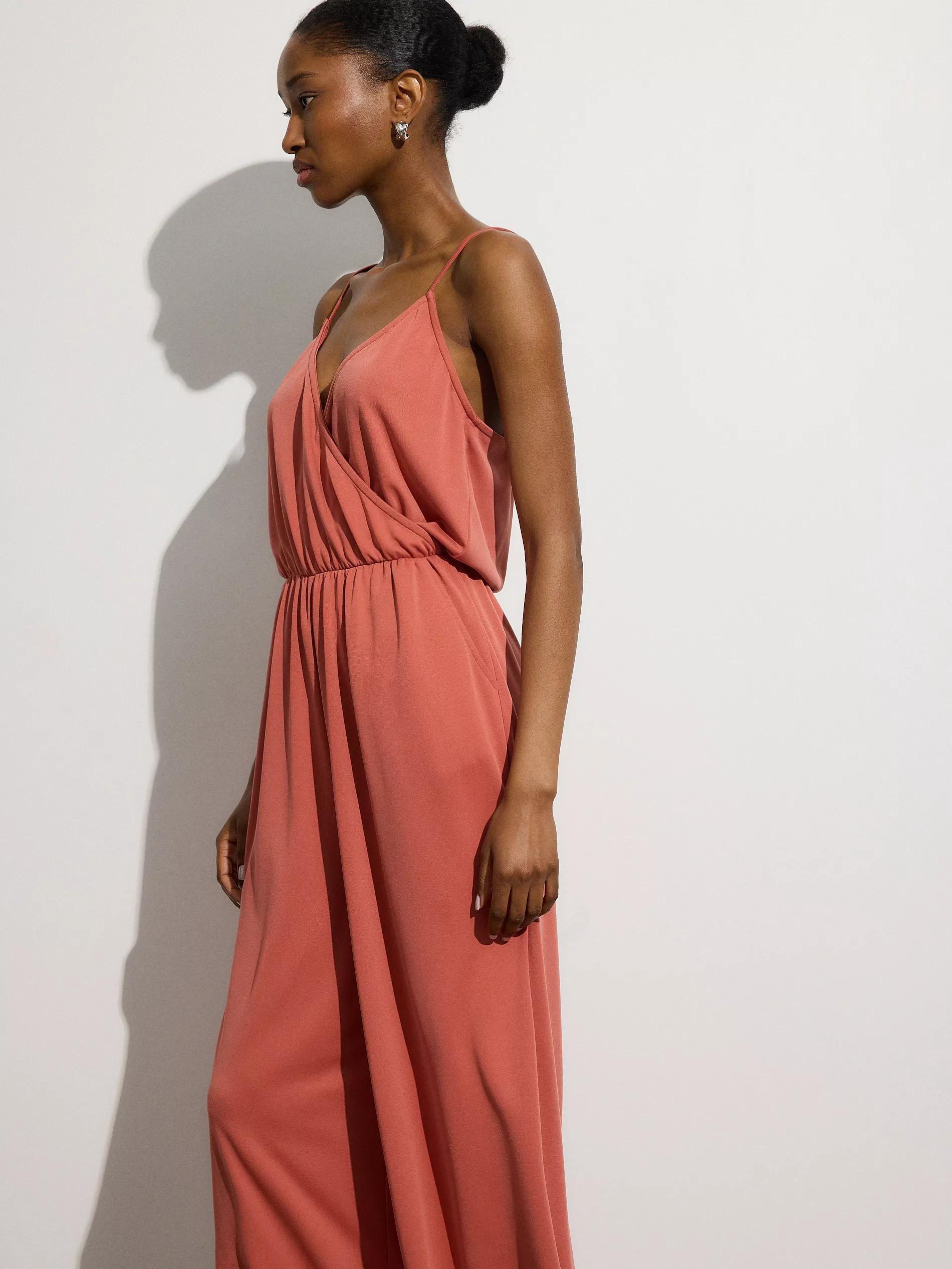 Orange V-Neck Jumpsuit, , large image number 4
