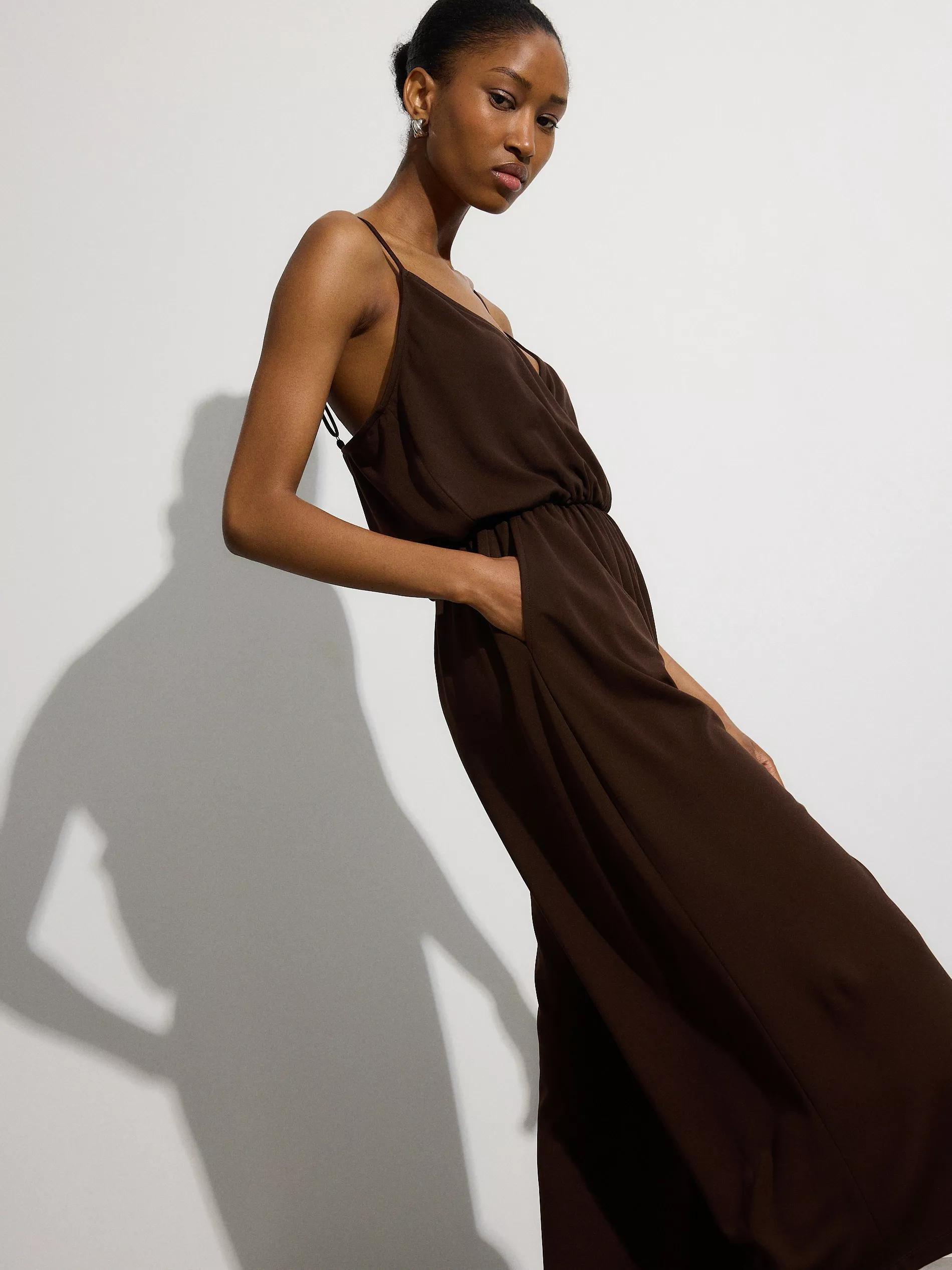 Brown V-Neck Jumpsuit, , large image number 1