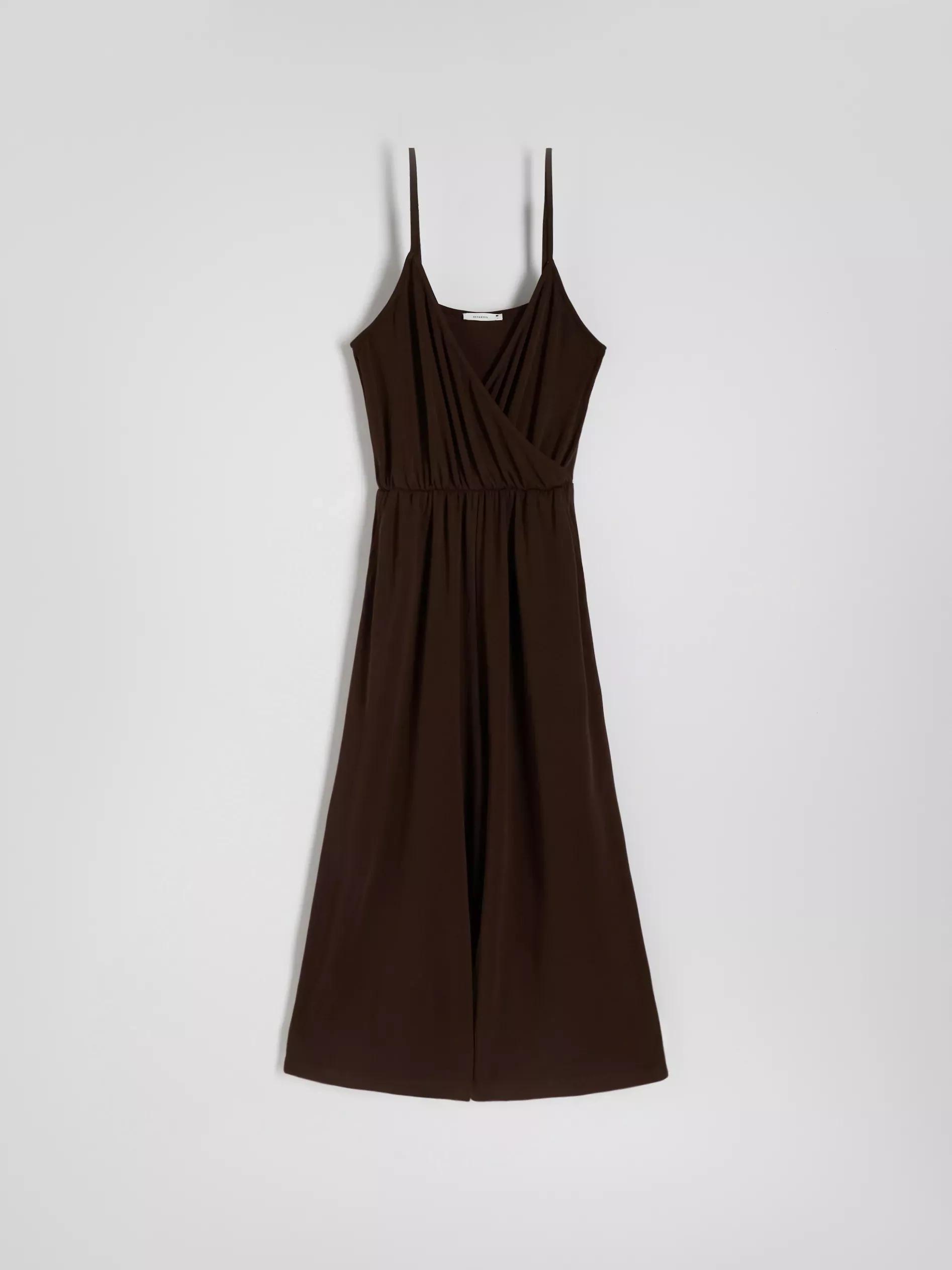 Brown V-Neck Jumpsuit, , large image number 4