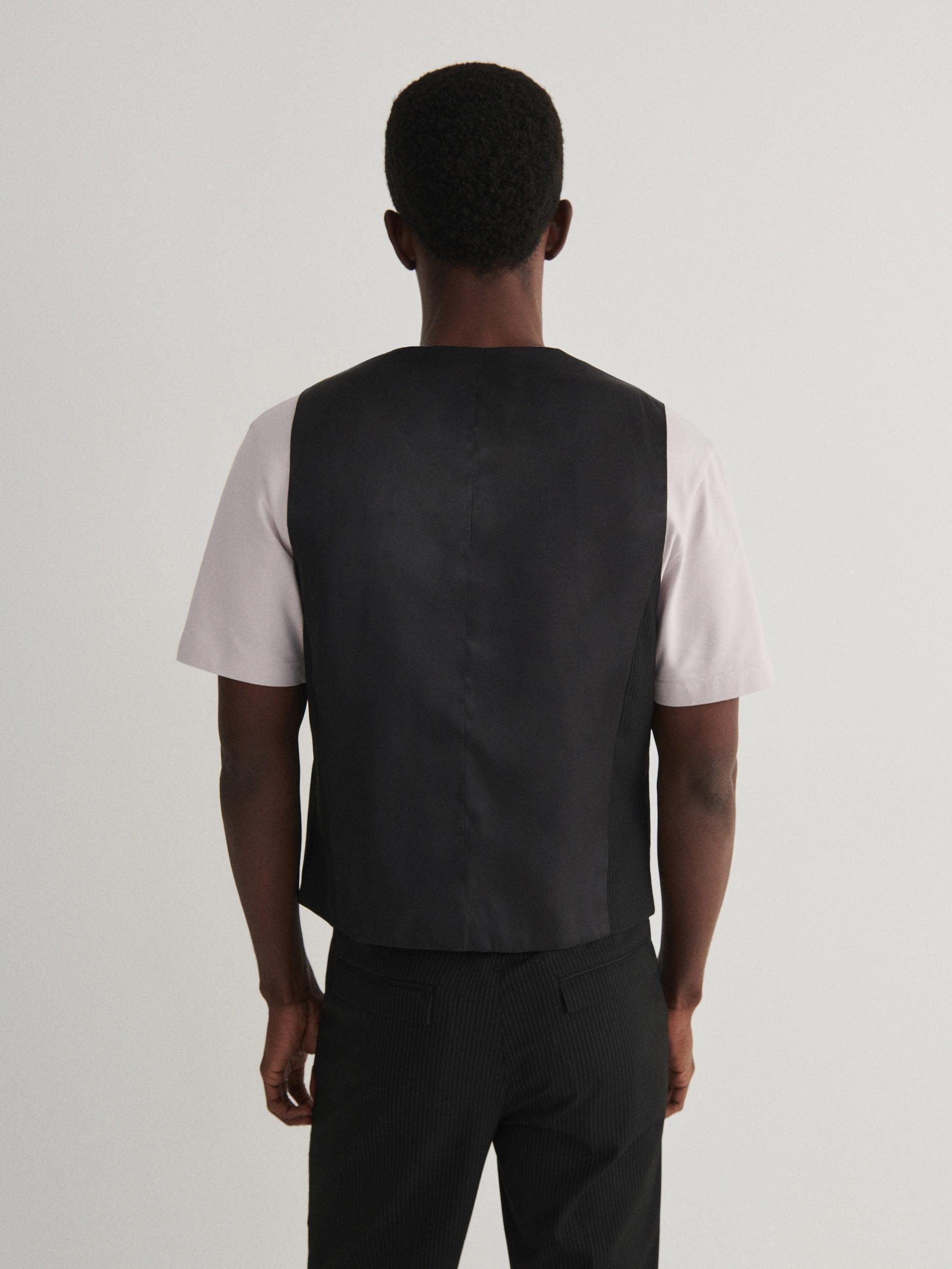 Black Pinstripe Suit Vest, , large image number 3