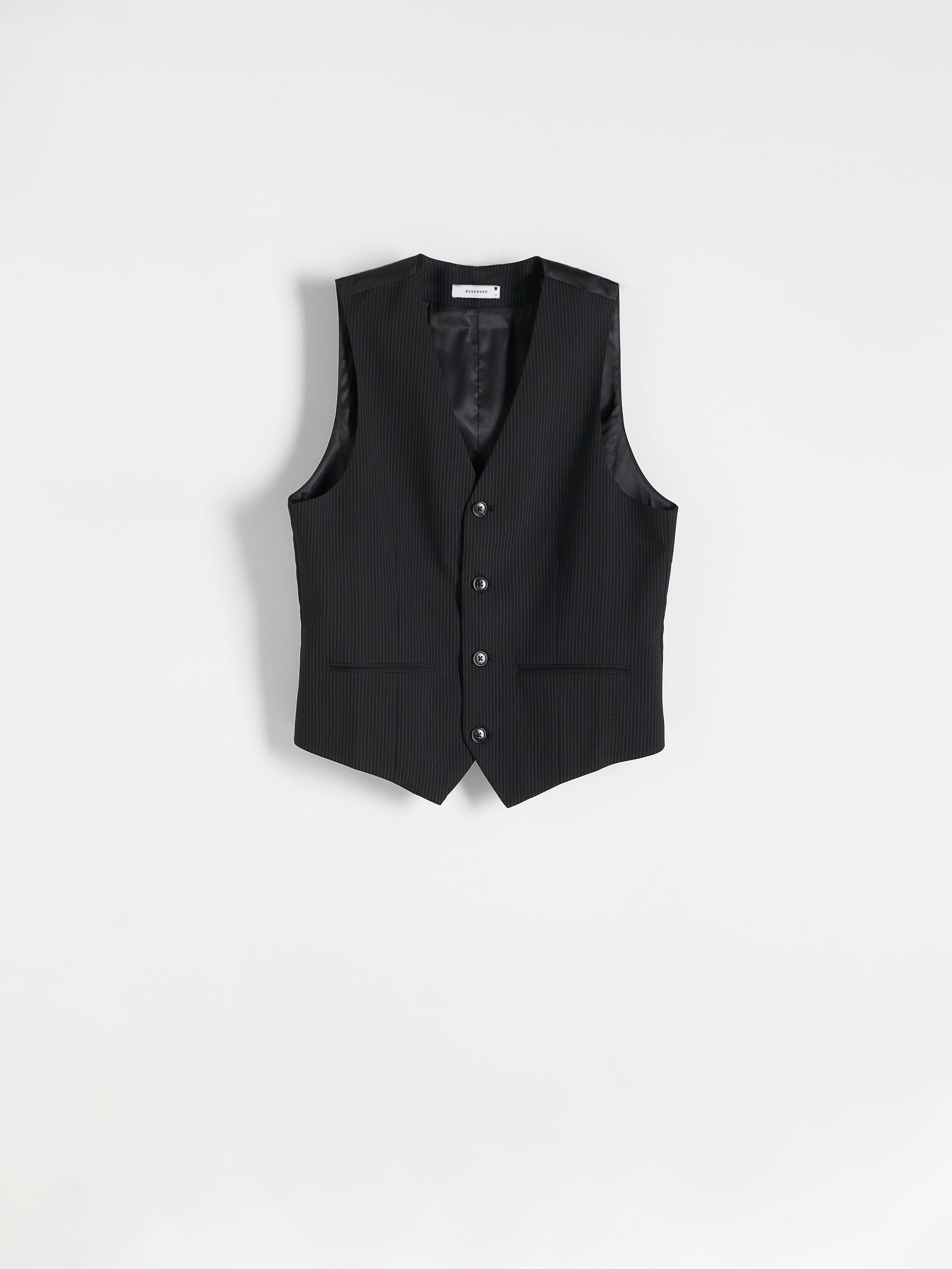 Black Pinstripe Suit Vest, , large image number 4