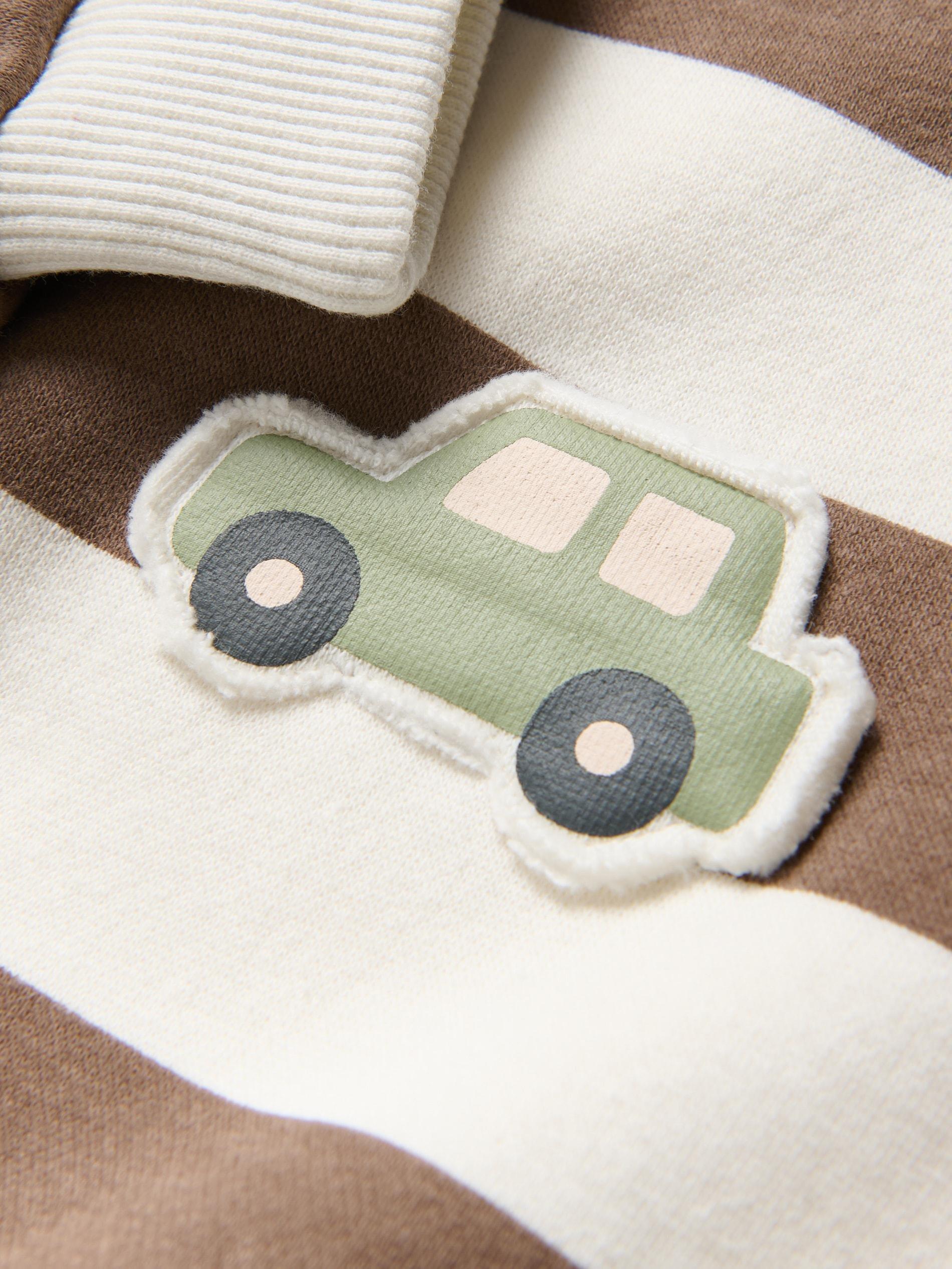 Cream Stripe Cotton Sweatshirt, Ivory, medium