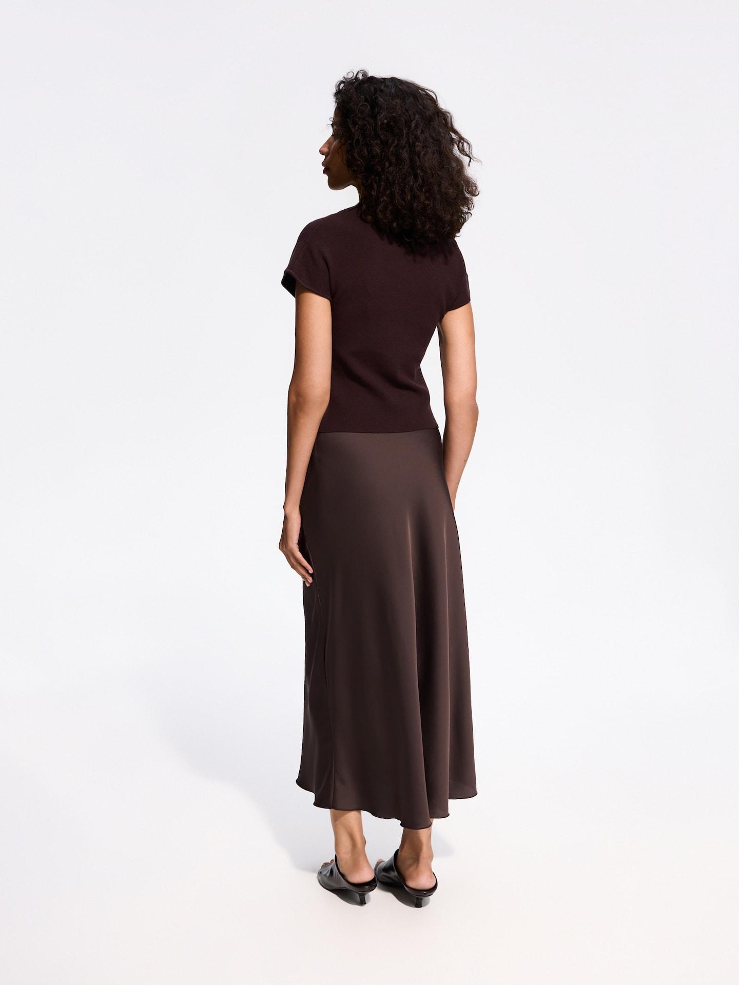 Brown Satin Finish Skirt, Brown, medium