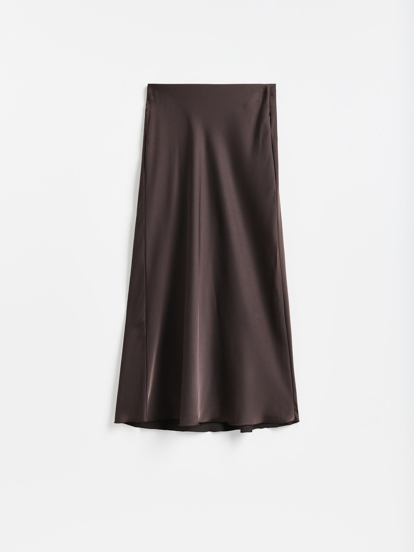 Brown Satin Finish Skirt, Brown, large image number 3