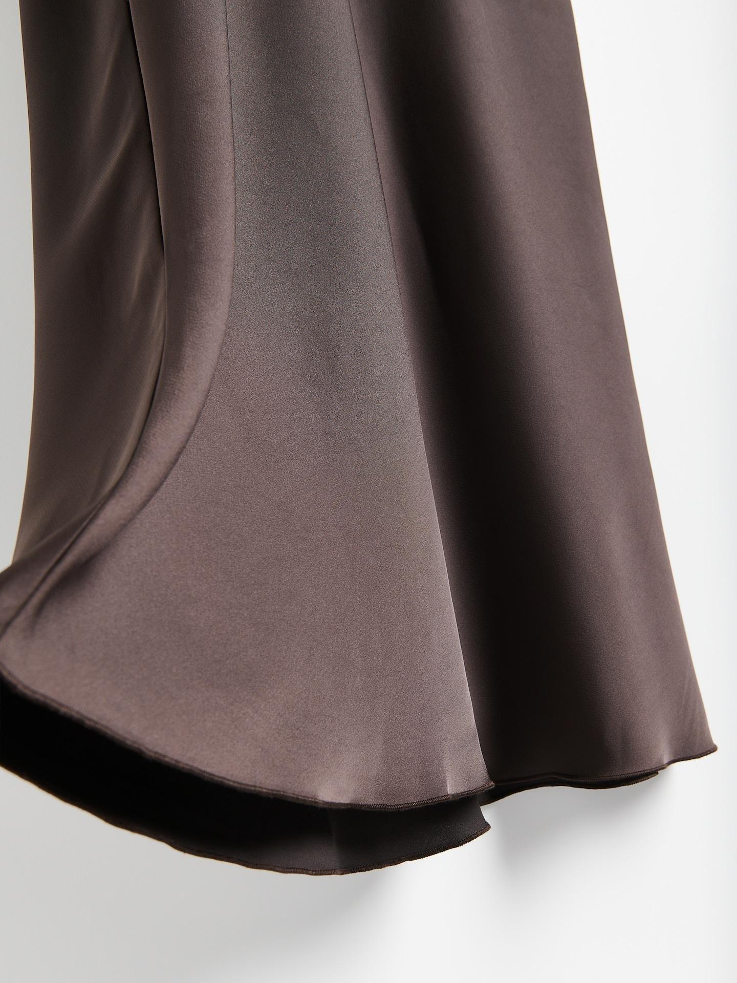 Brown Satin Finish Skirt, Brown, large image number 4