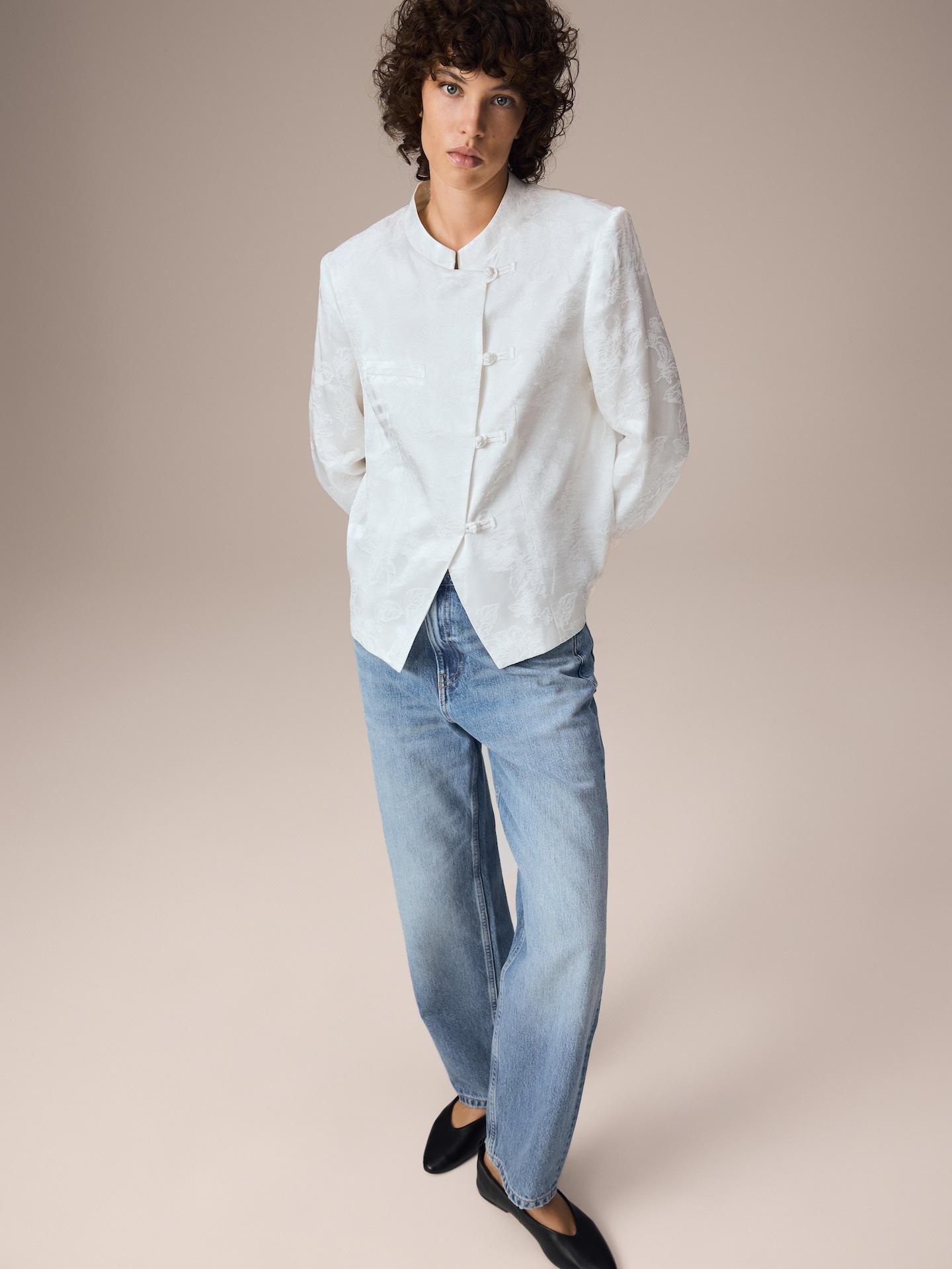 Cream Viscose Rich Blazer, Ivory, medium