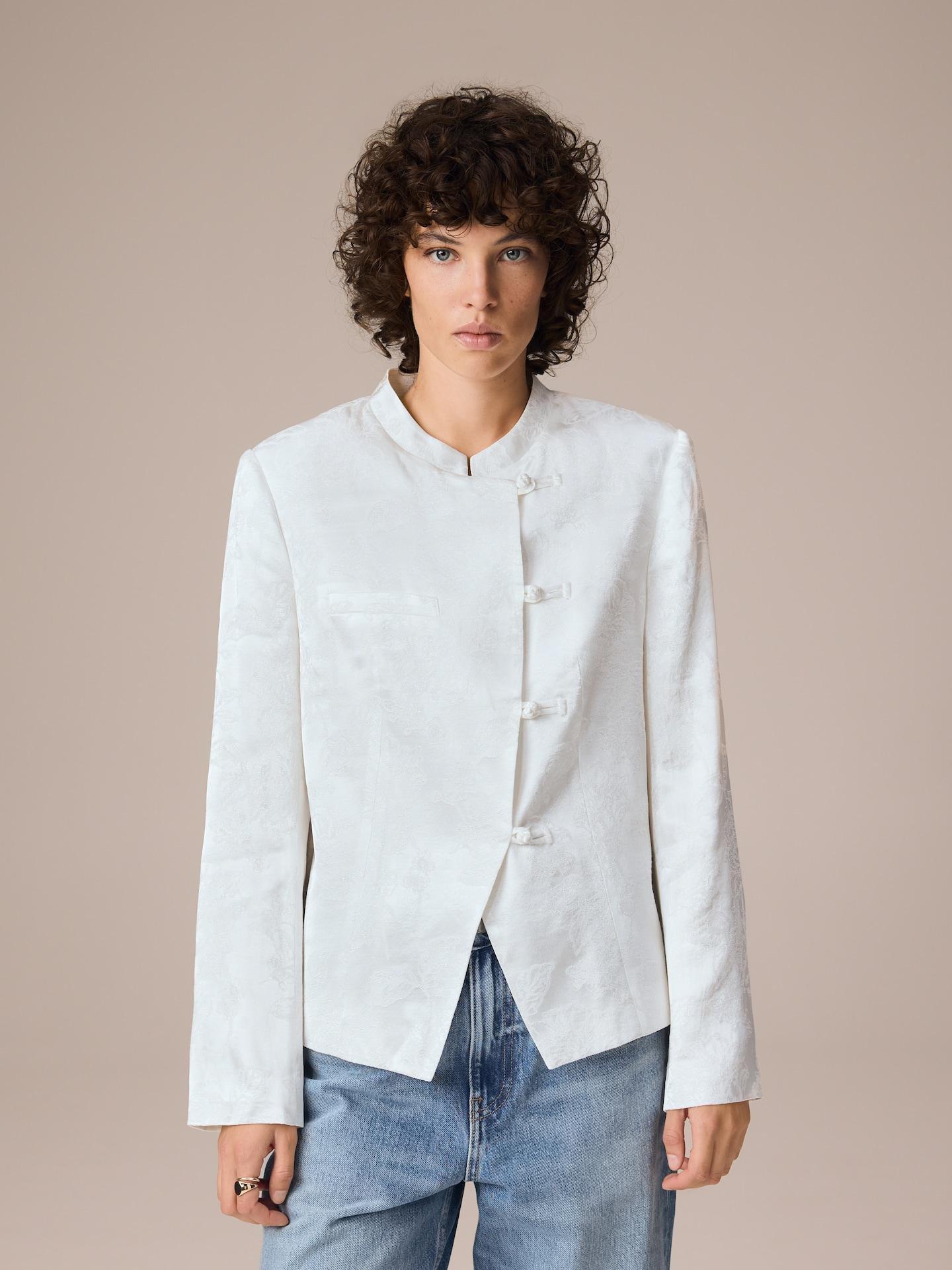 Cream Viscose Rich Blazer, Ivory, large image number 4