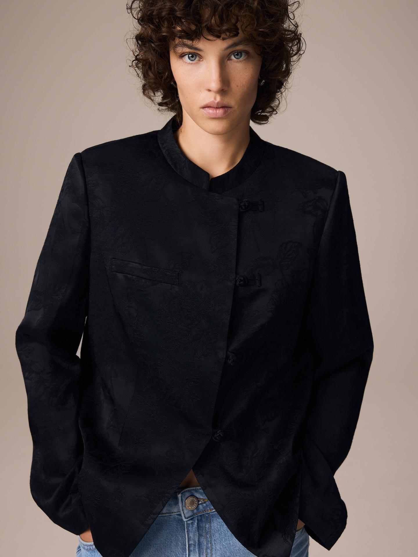 Black Viscose Rich Blazer, Black, medium