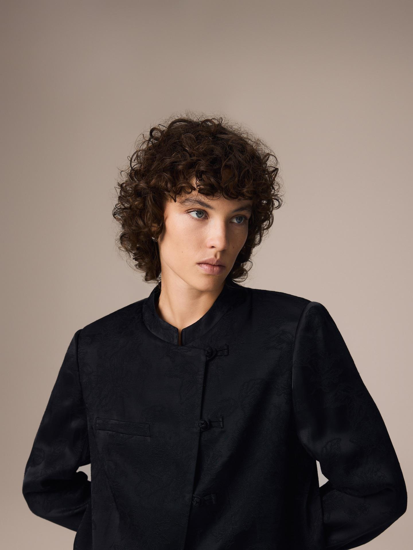 Black Viscose Rich Blazer, Black, large image number 3