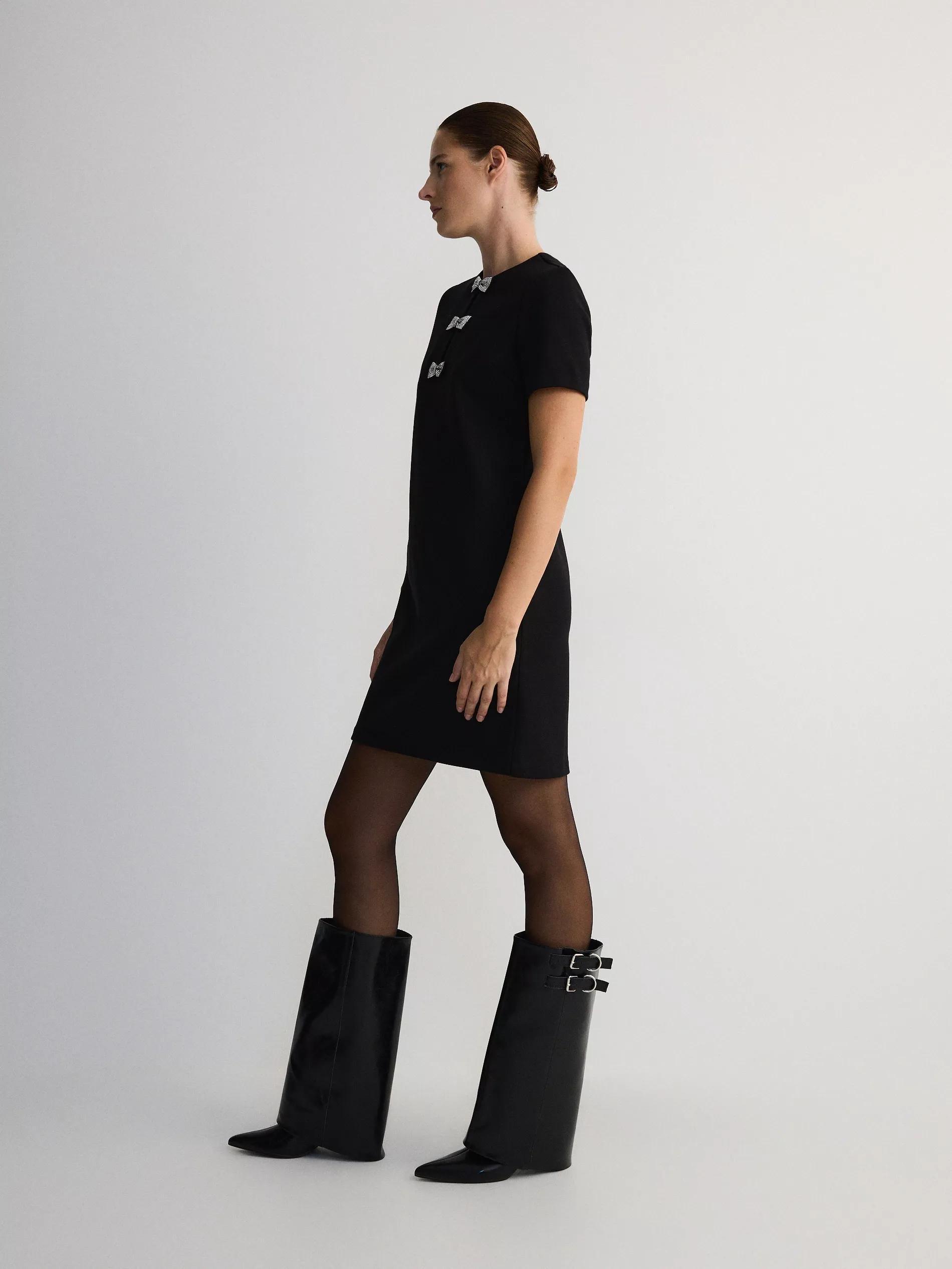 Black Mini Dress With Bows, , large image number 3