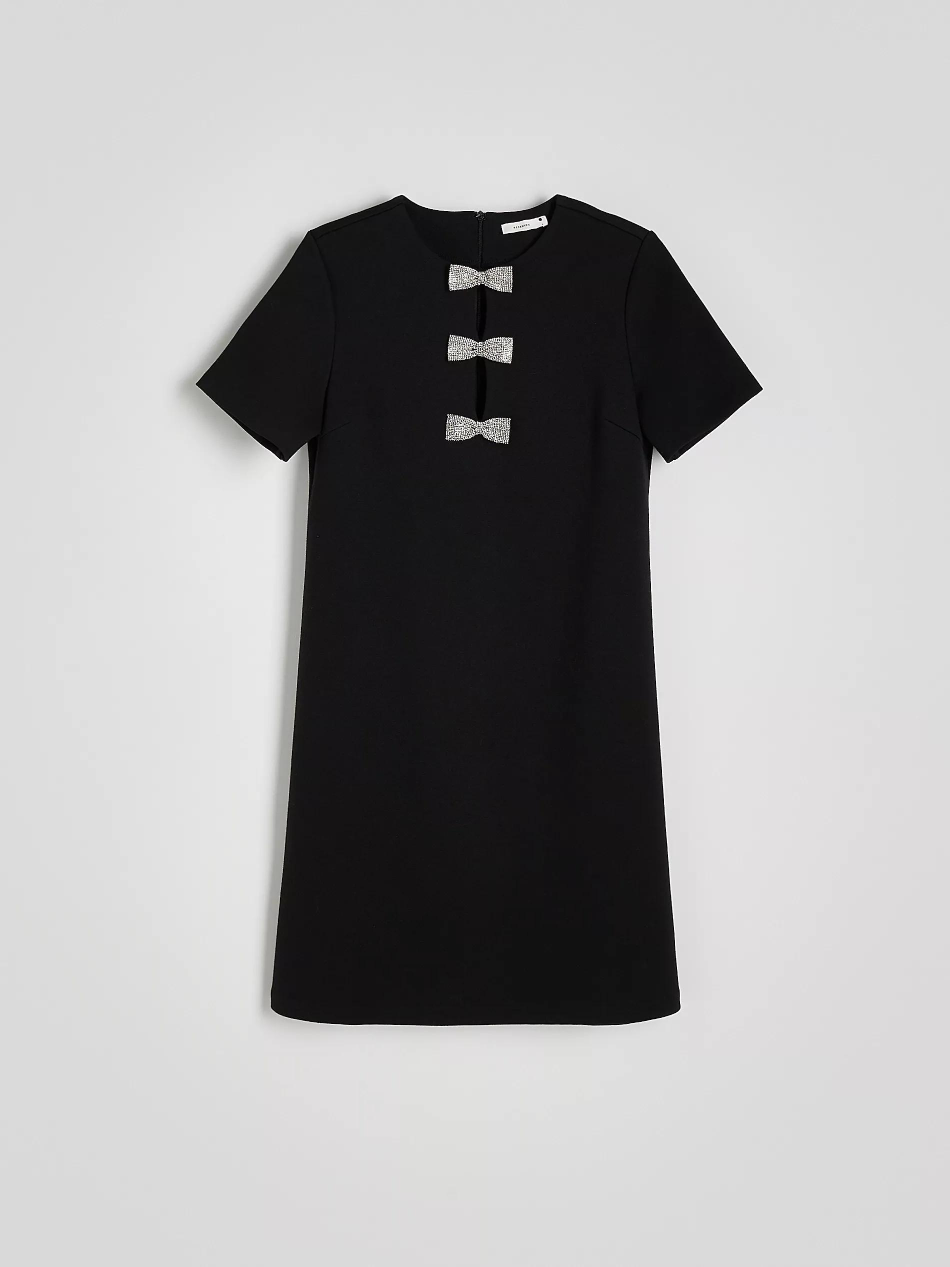 Black Mini Dress With Bows, , large image number 4