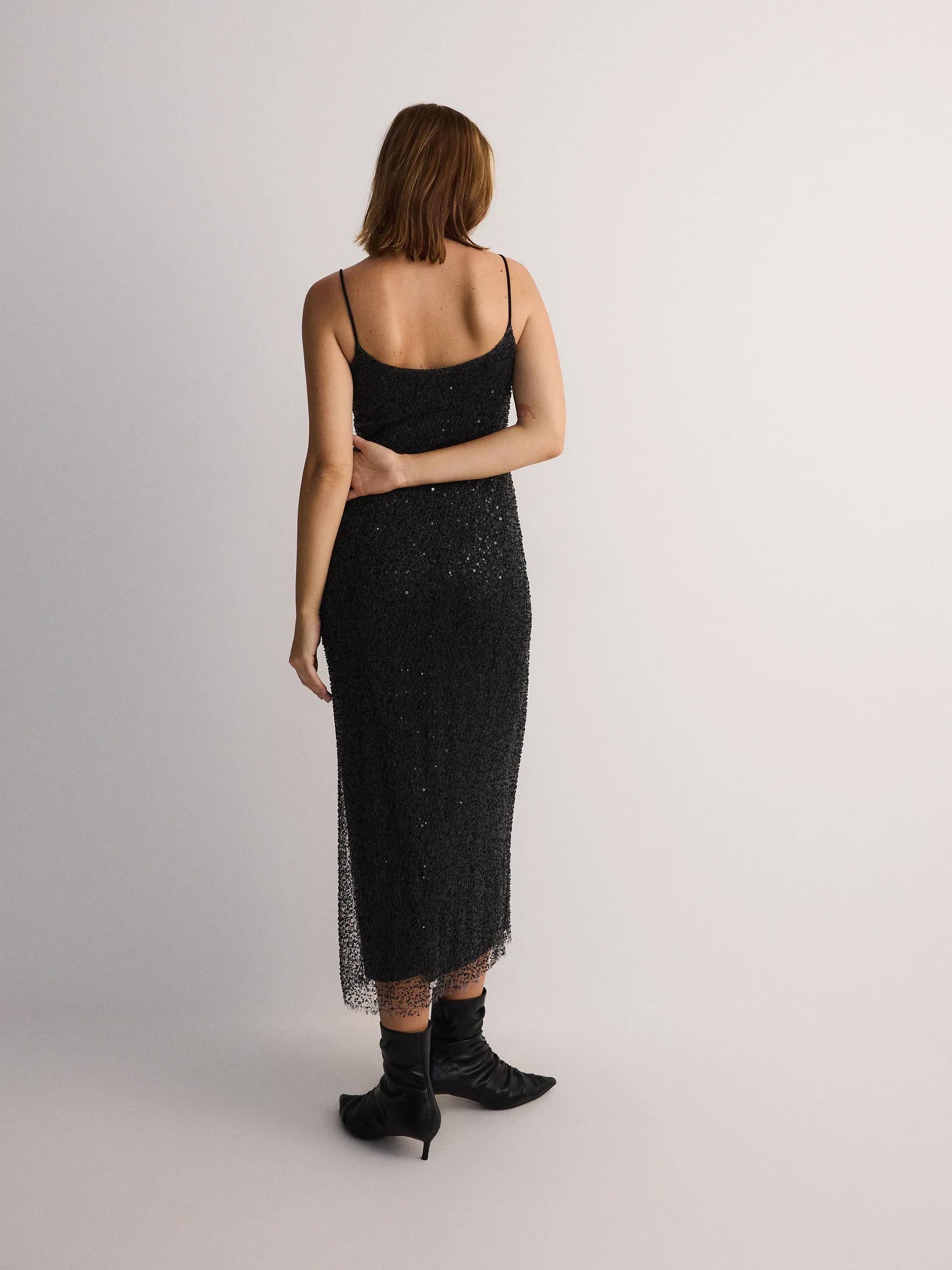 Black Dress With Sequins And Straps, , large image number 2