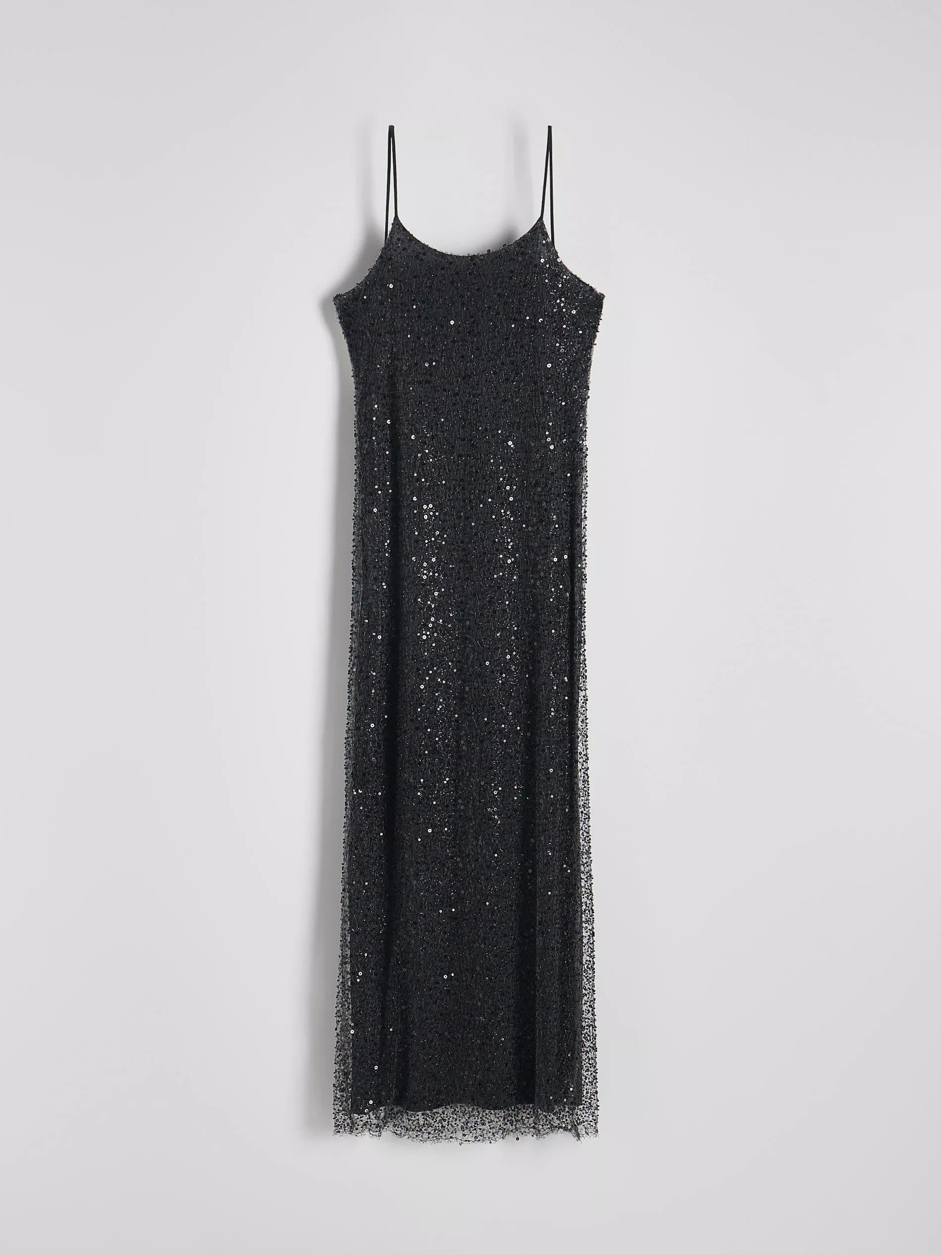 Black Dress With Sequins And Straps, , large image number 4