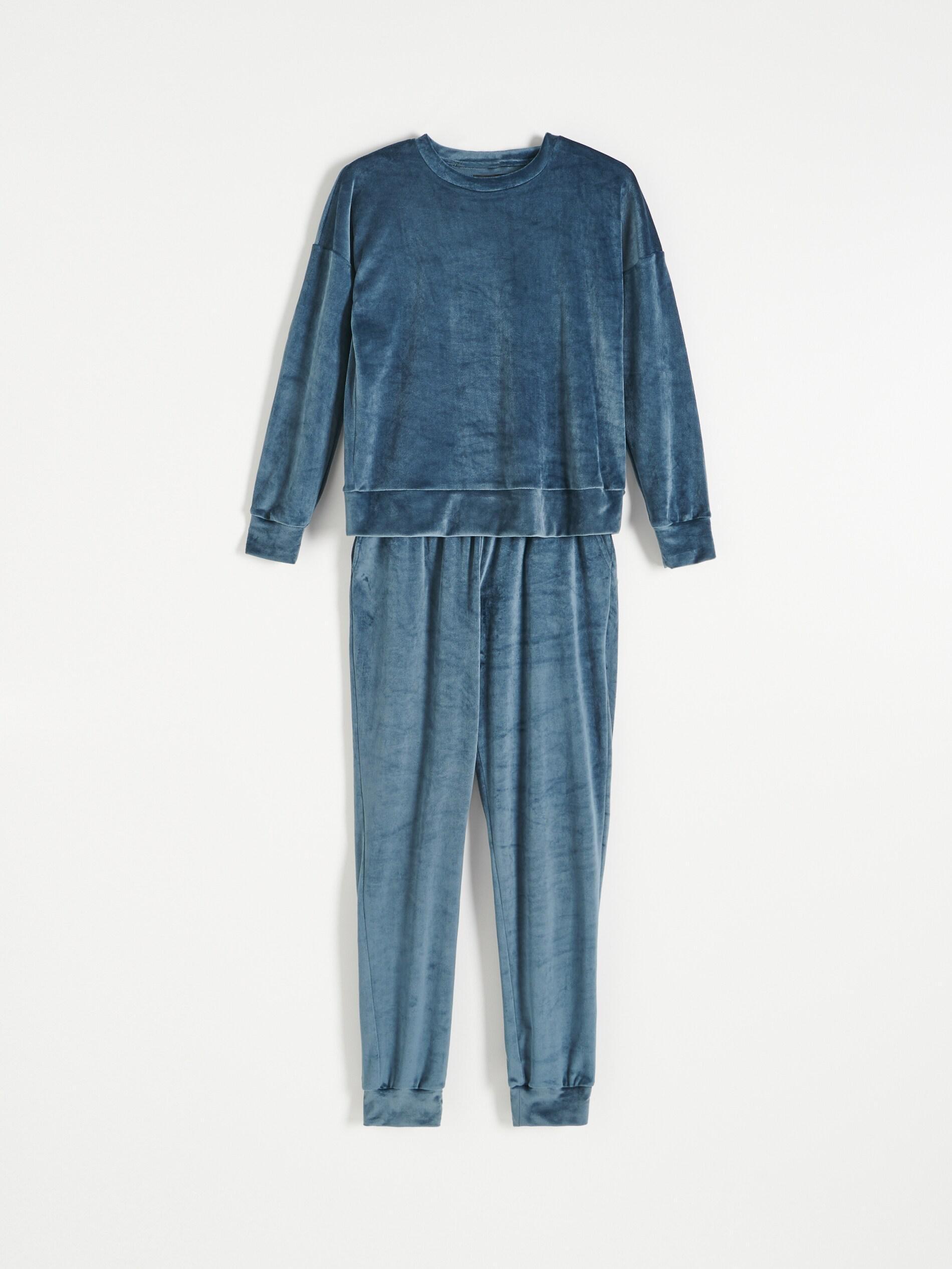 Blue Velour Pyjama Set, , large image number 0