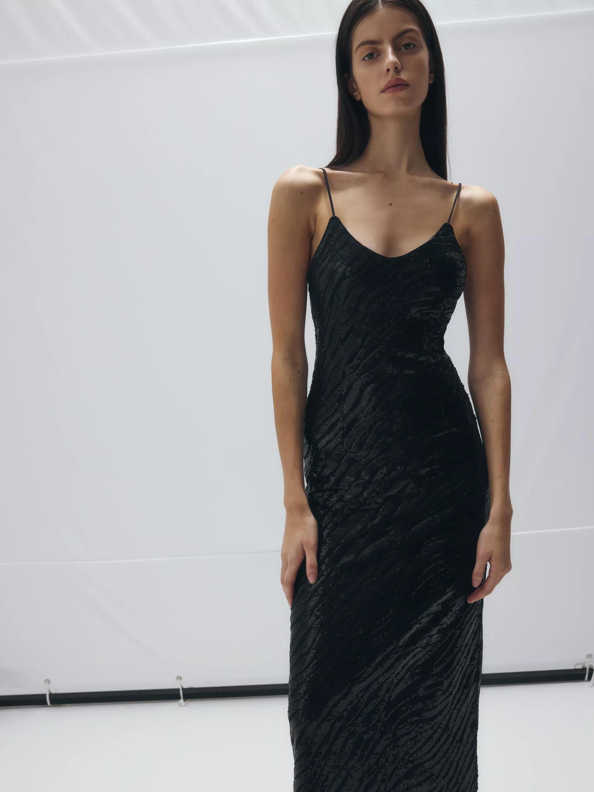 Black Animal Print Dress With Sequins, , large image number 3