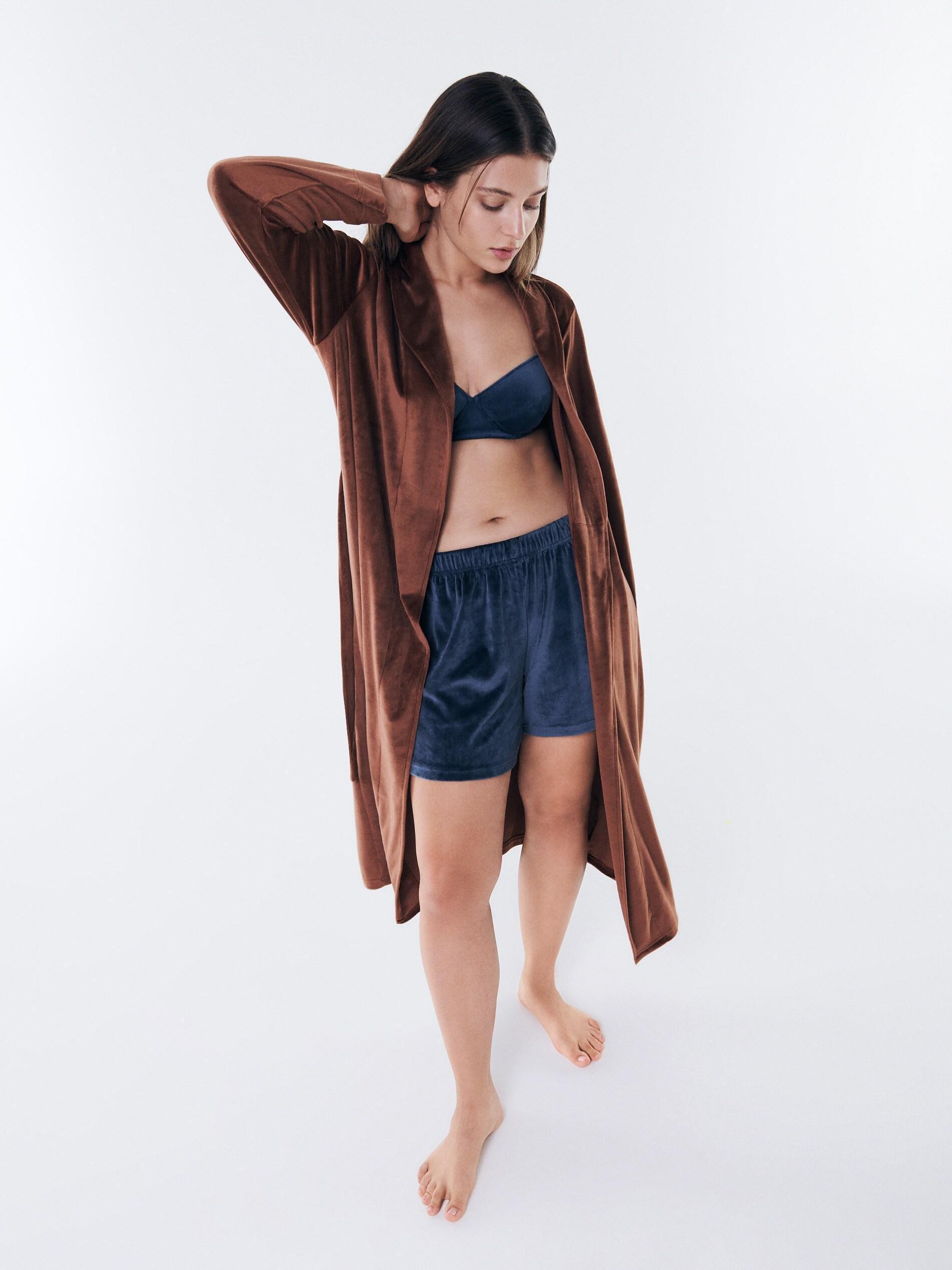 Brown Velour Dressing Gown, , large image number 1