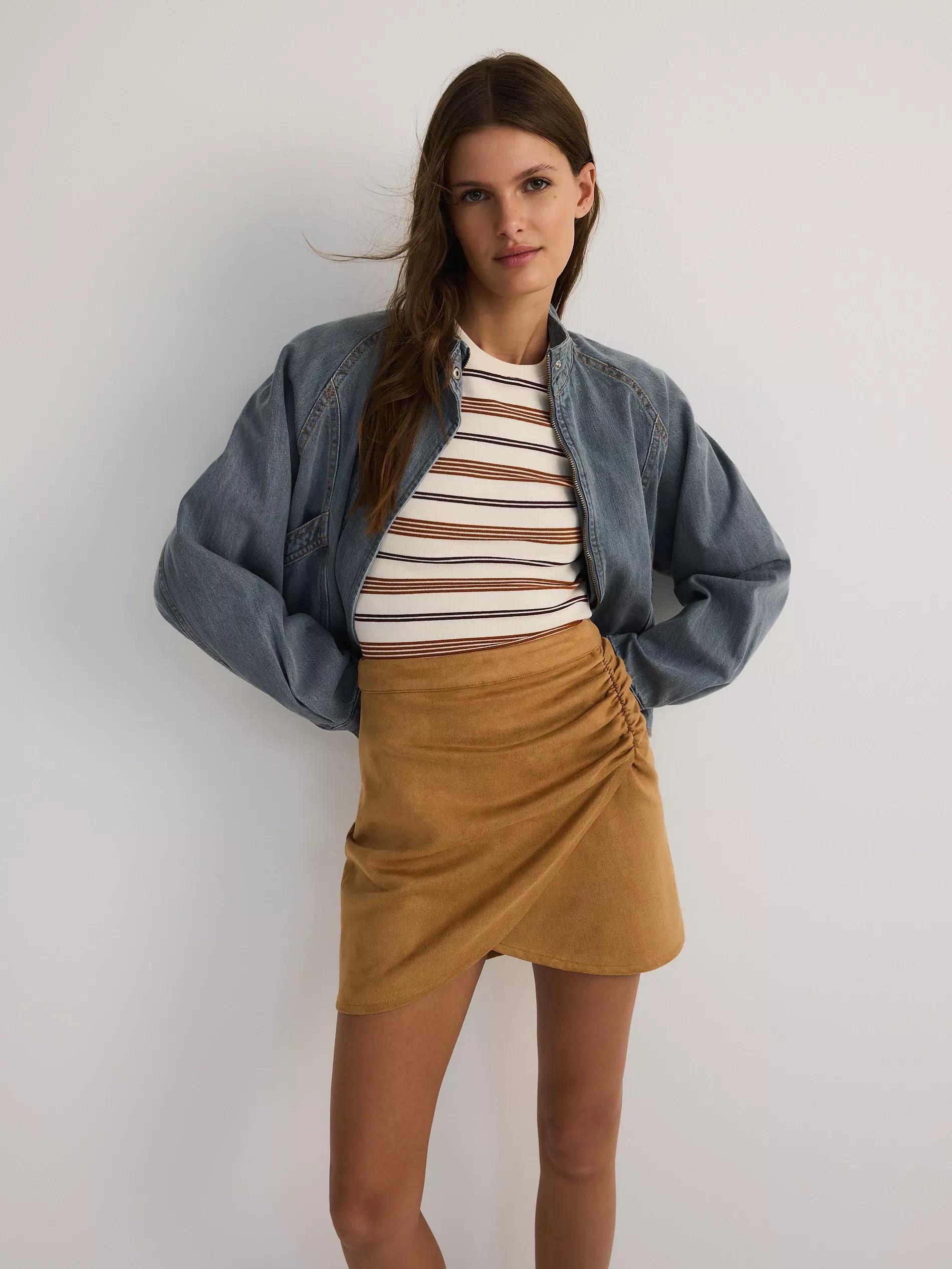 Brown Mini Skirt With Ruffles, Brown, medium