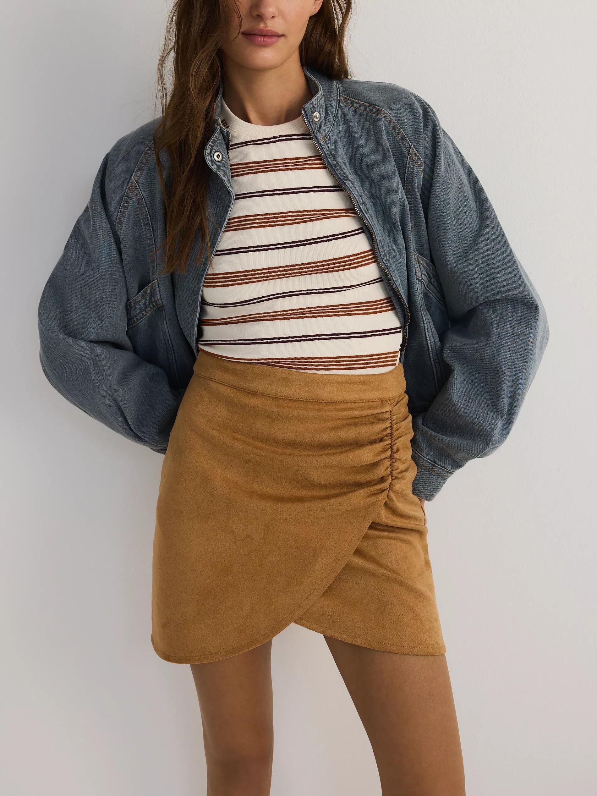 Brown Mini Skirt With Ruffles, Brown, medium