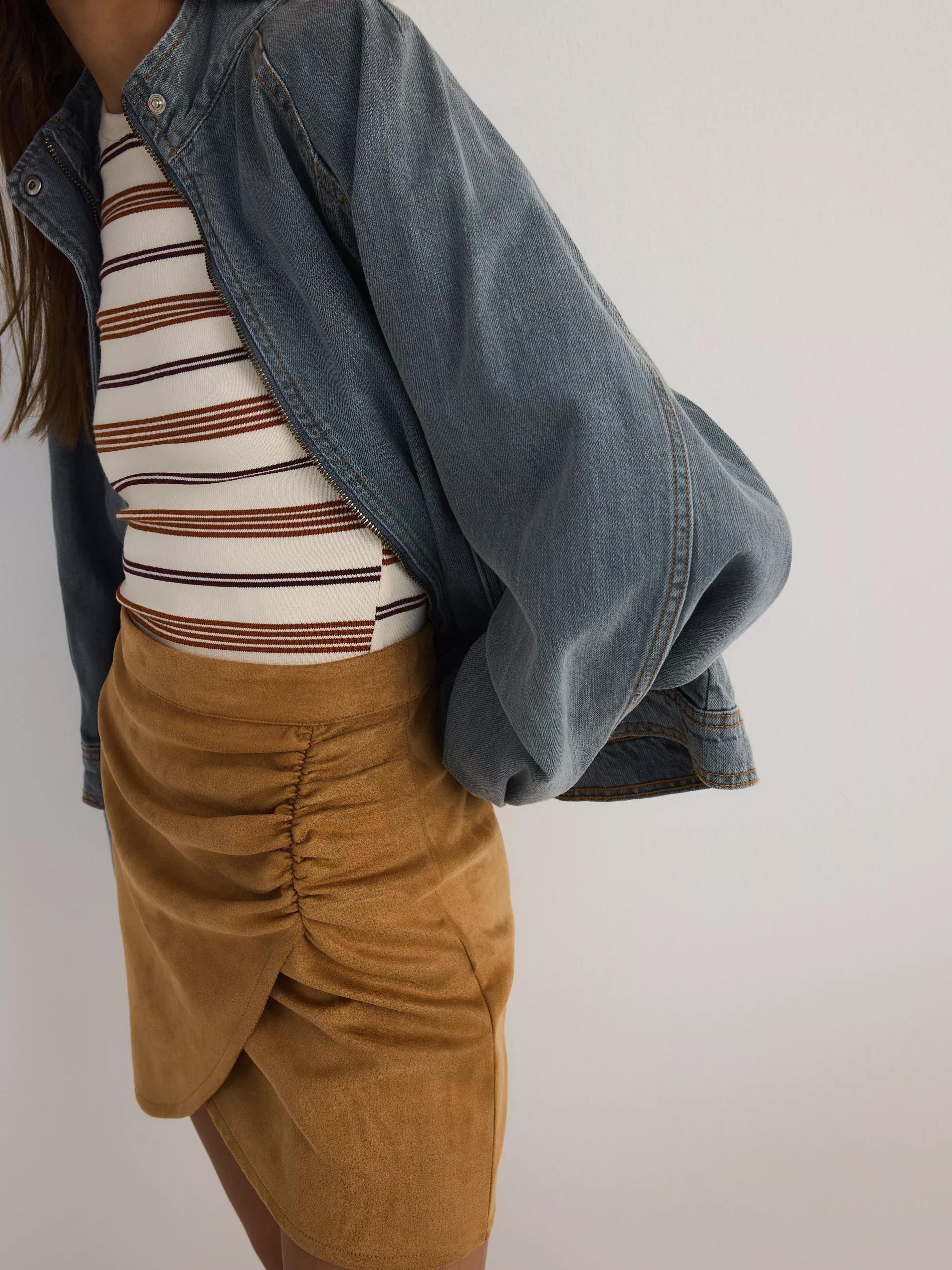 Brown Mini Skirt With Ruffles, Brown, medium