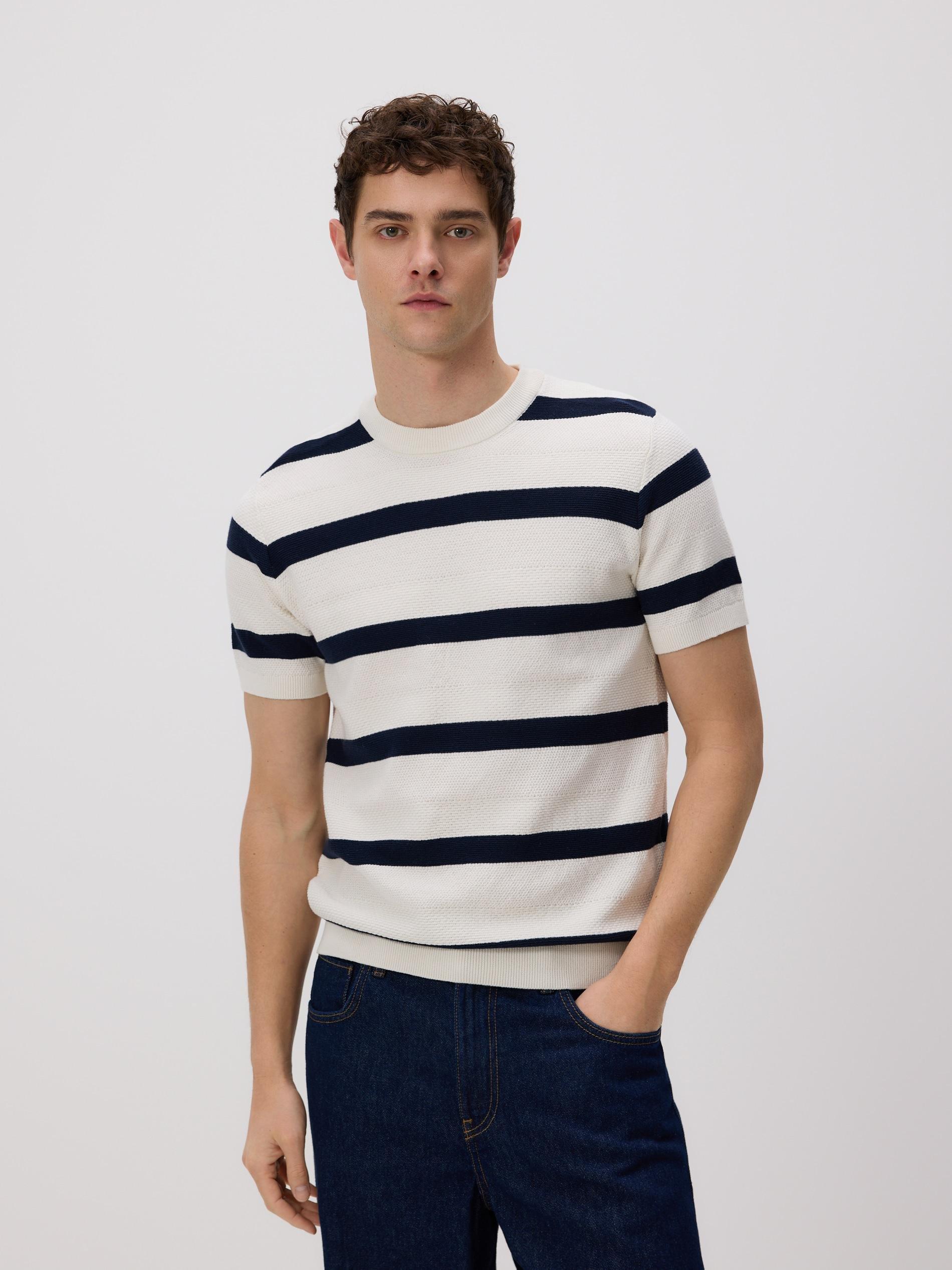 Navy Short Sleeve Cotton Jumper, Navy, large image number 0