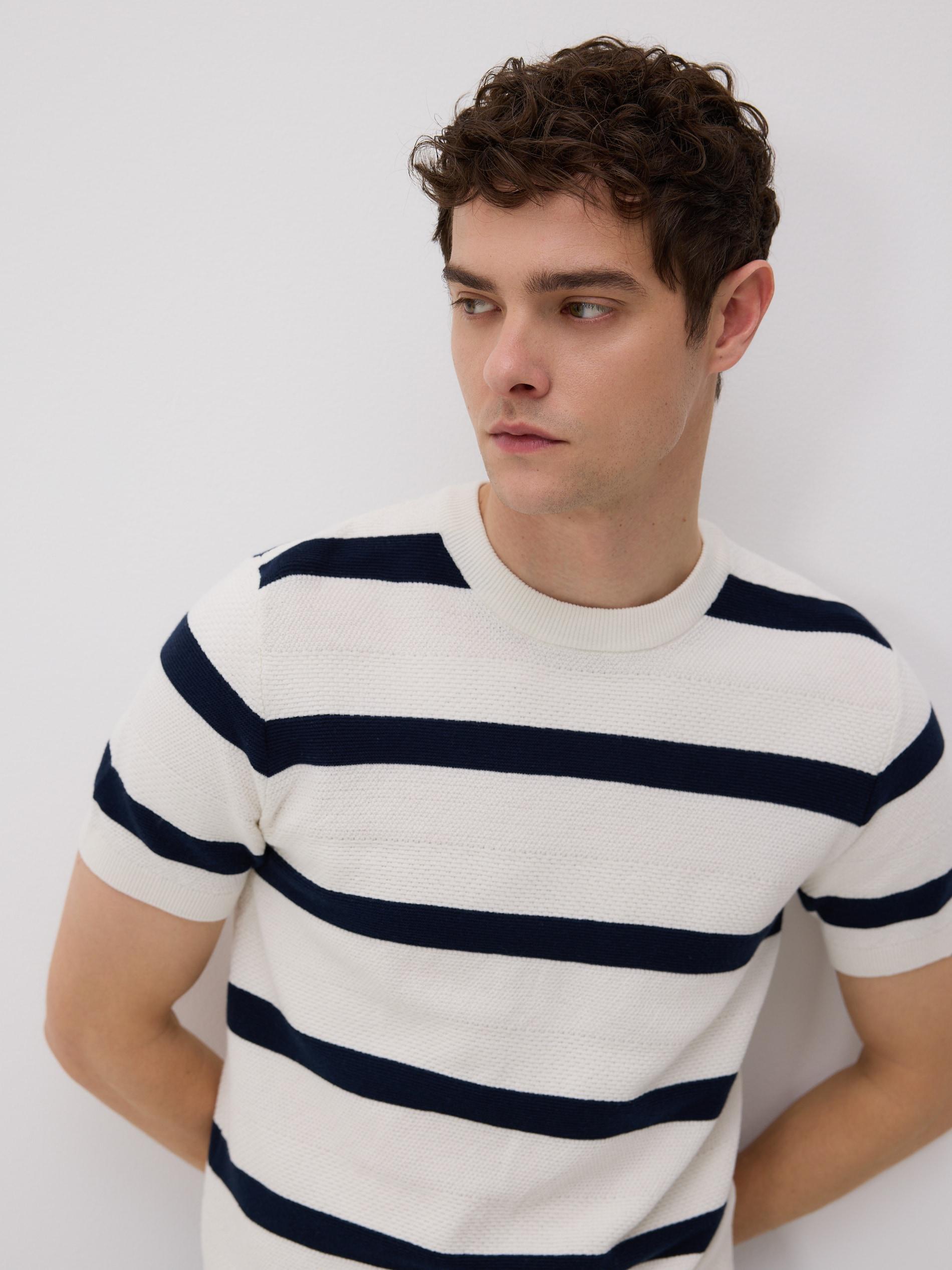 Navy Short Sleeve Cotton Jumper, Navy, large image number 2