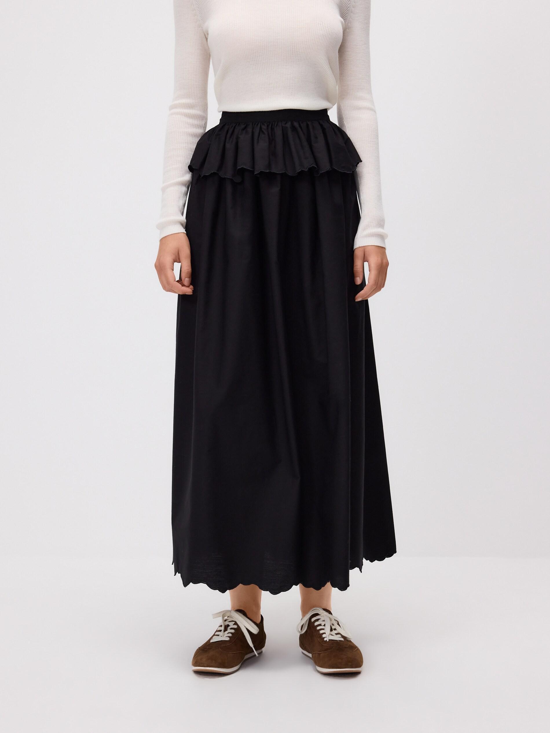 Black Peplum Skirt, Black, large image number 0