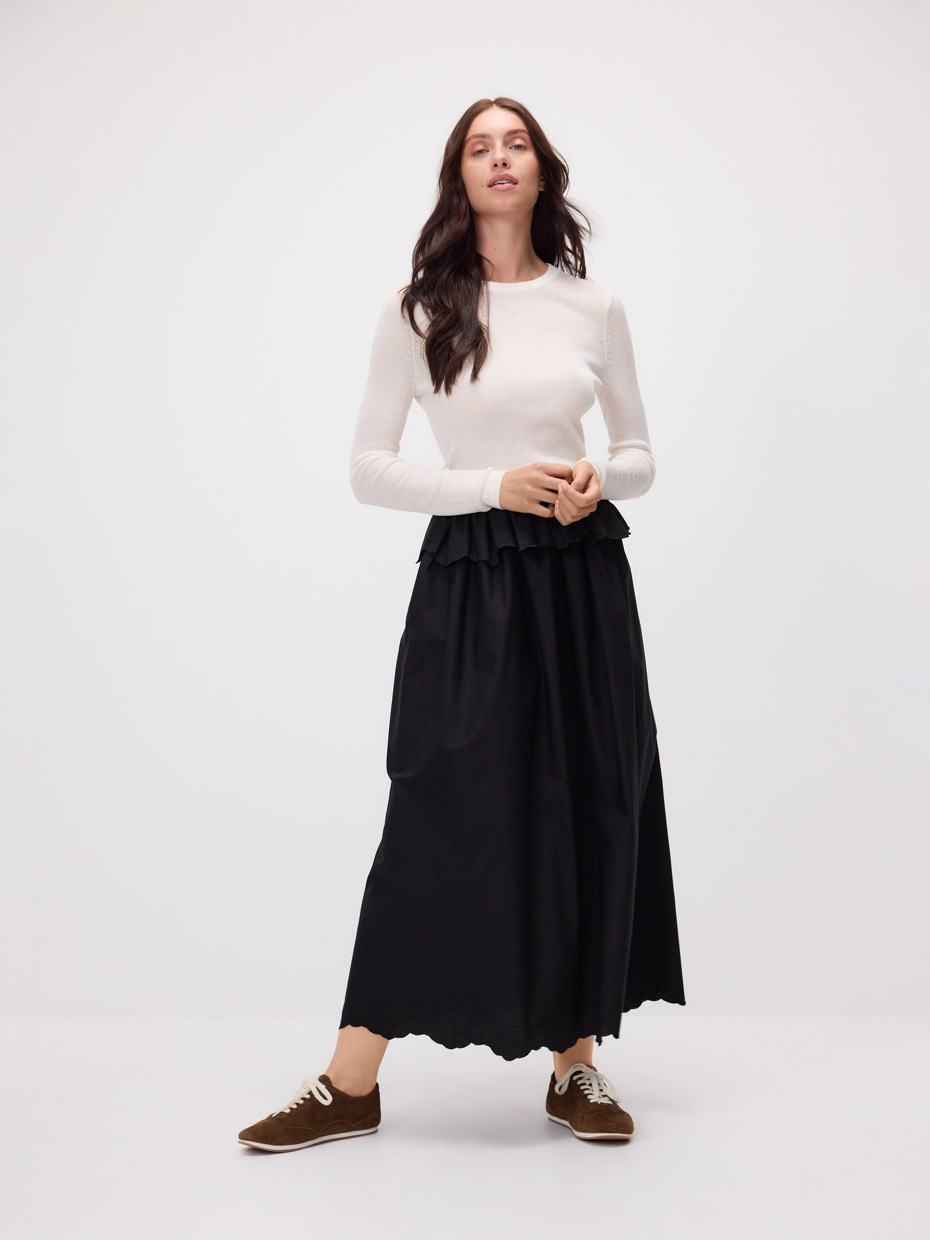 Black Peplum Skirt, Black, medium