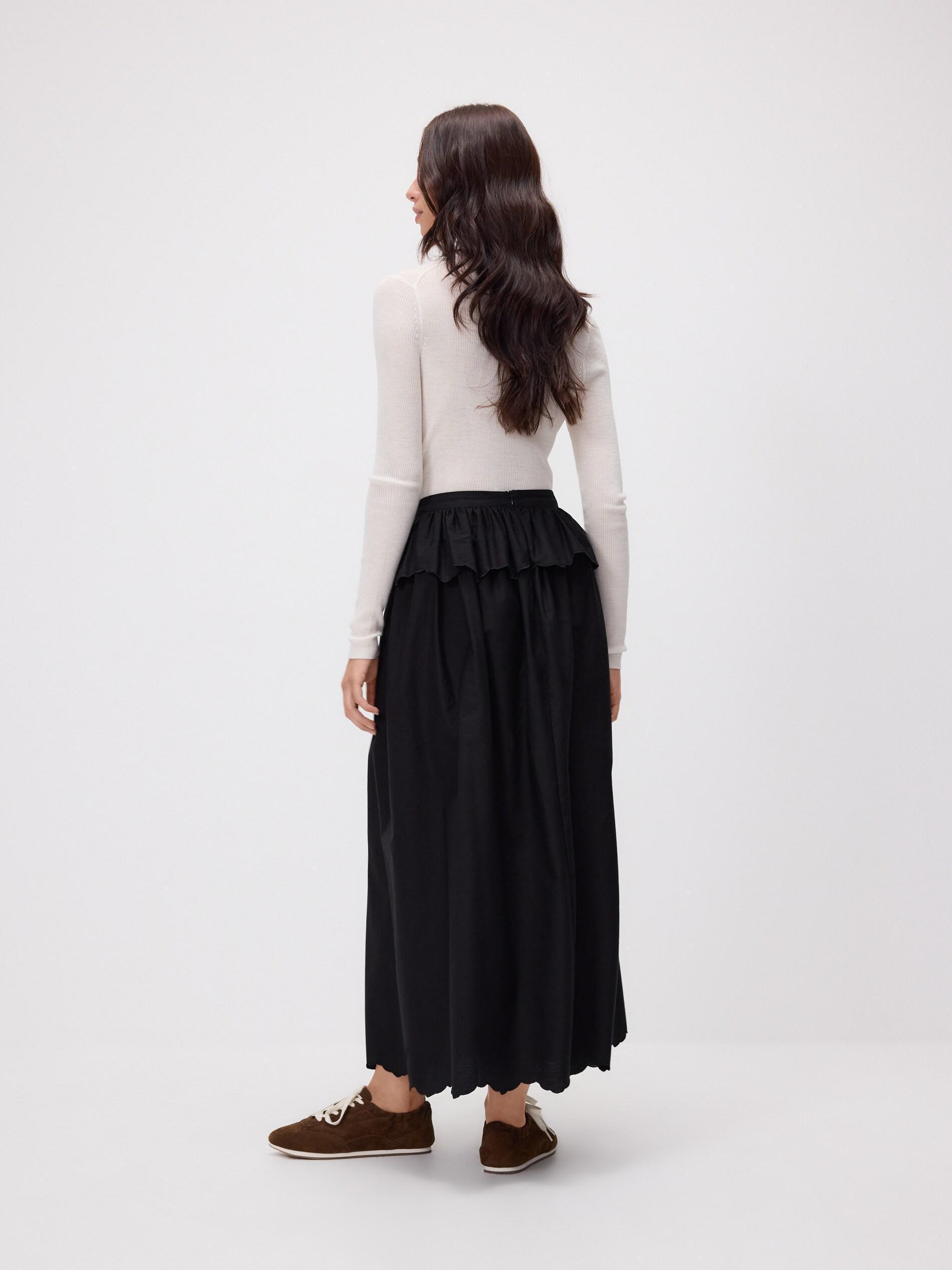 Black Peplum Skirt, Black, large image number 2