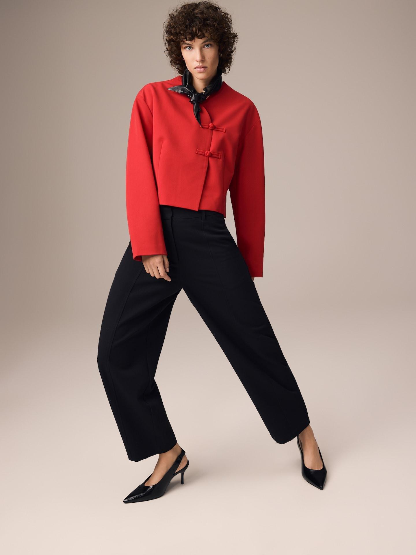 Red Blazer With Mandarin Fastening, Red, medium