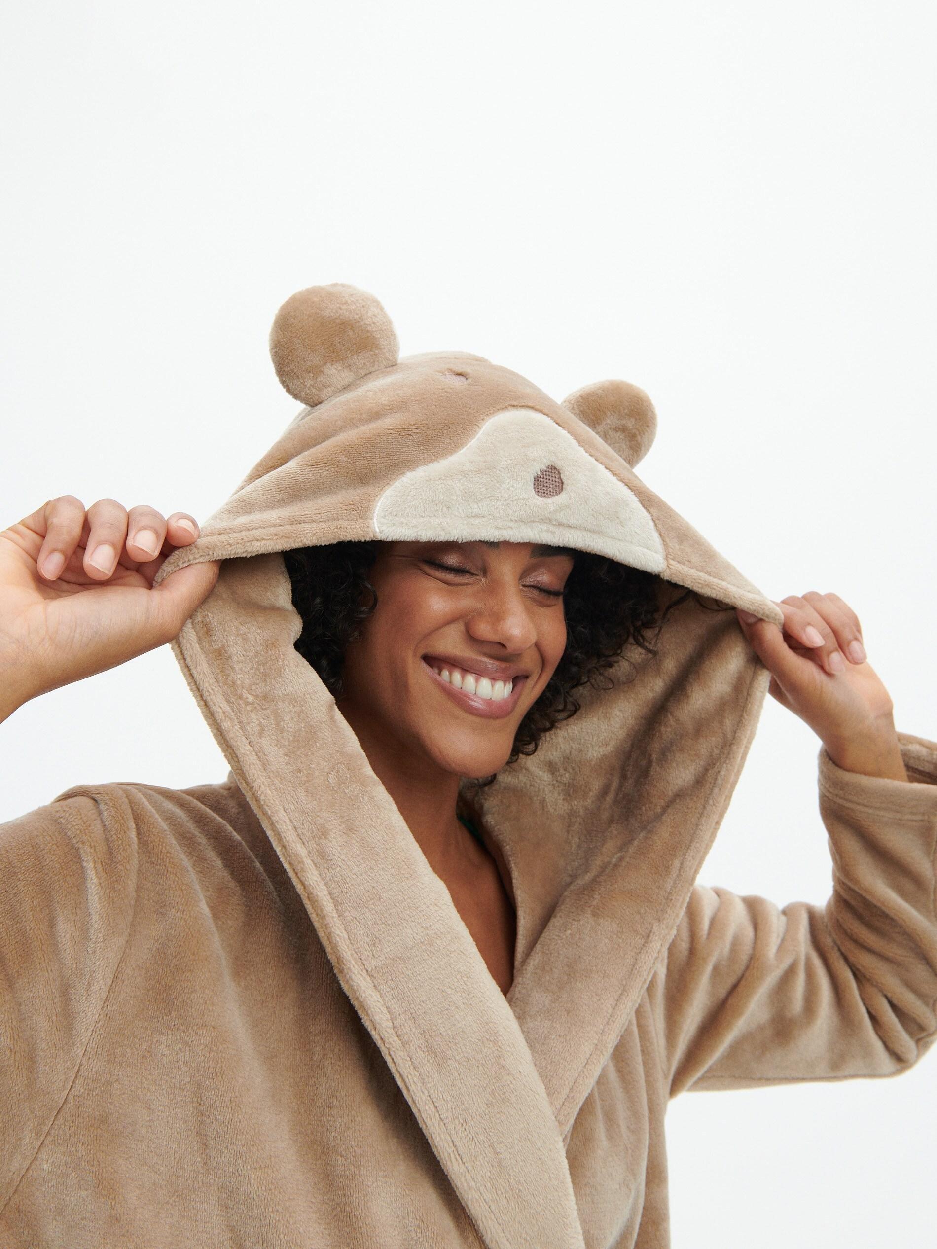 Brown Soft Dressing Gown With Ears, , large image number 1
