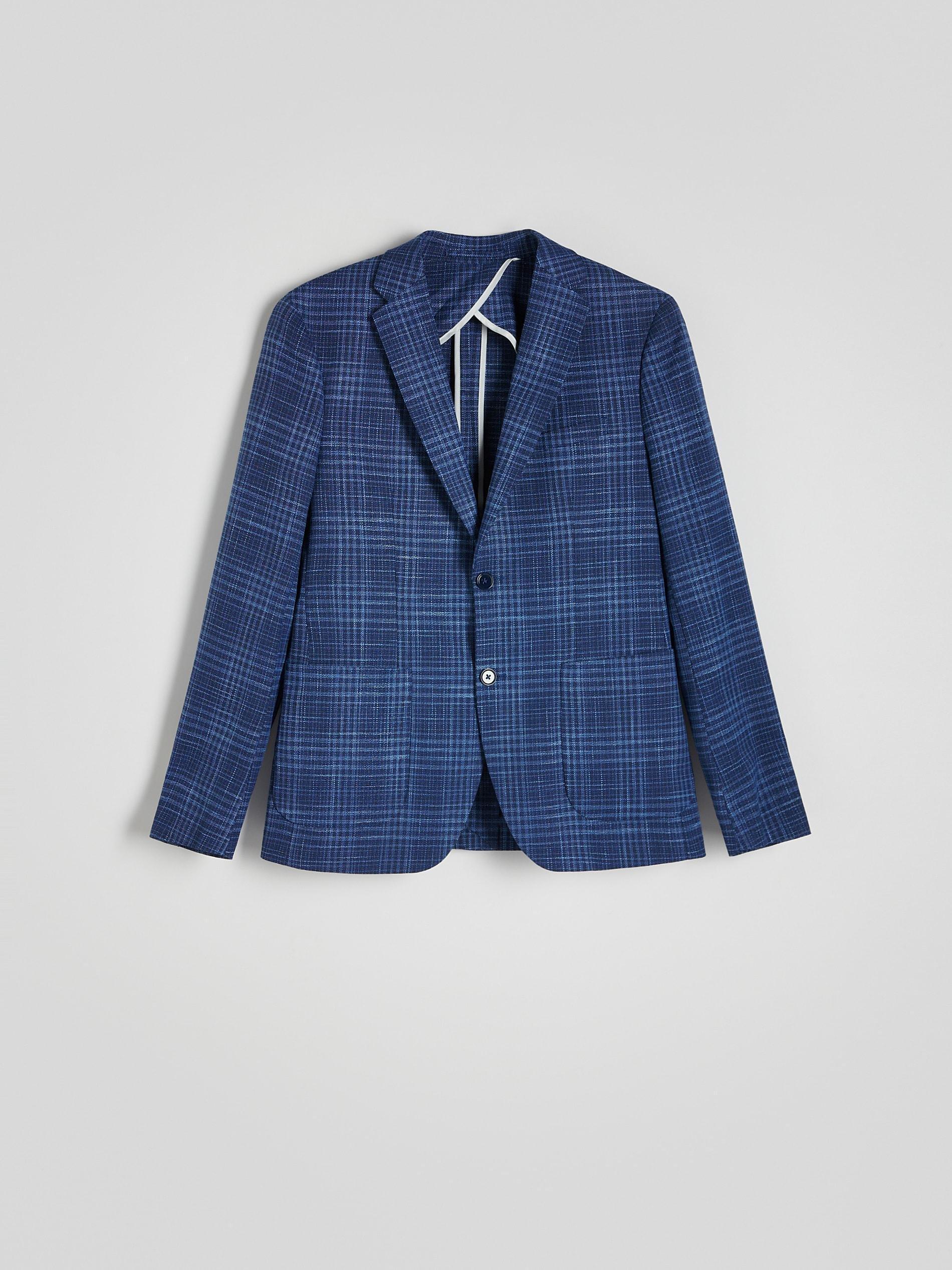 Navy Checked Fit Blazer, , large image number 1