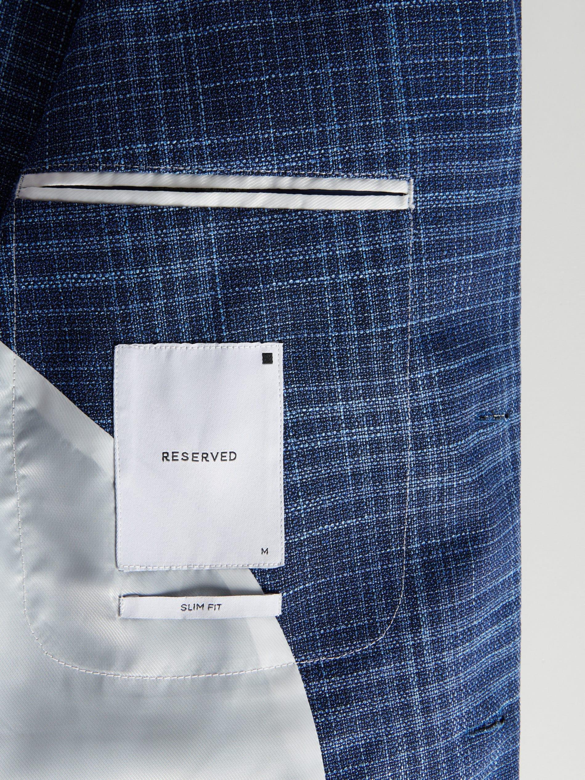 Navy Checked Fit Blazer, , large image number 3
