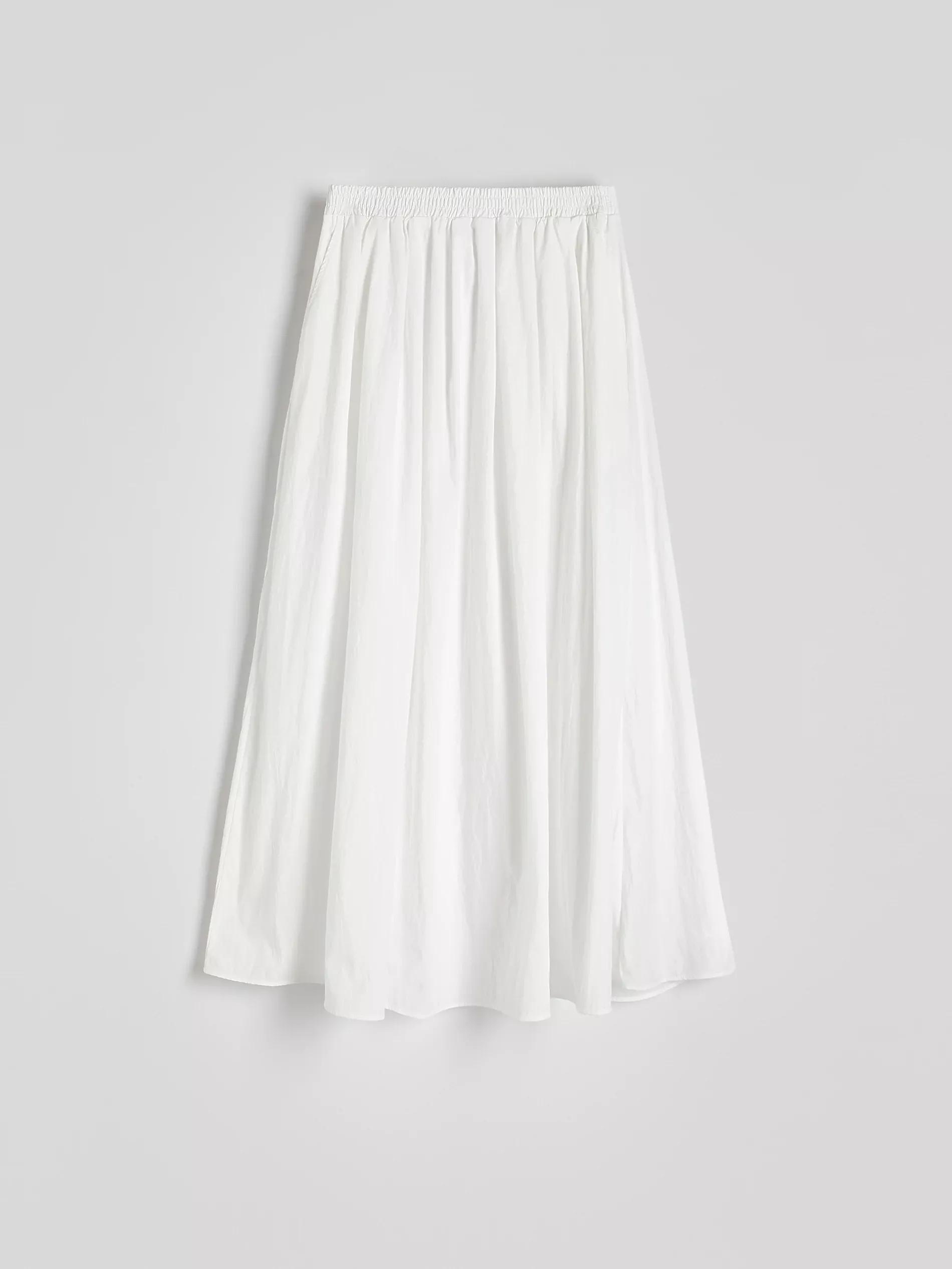 White Flared Midi Skirt, , large image number 1