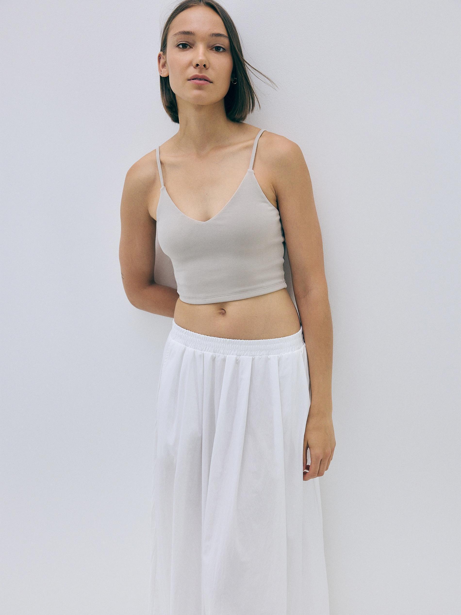 White Flared Midi Skirt, , large image number 3