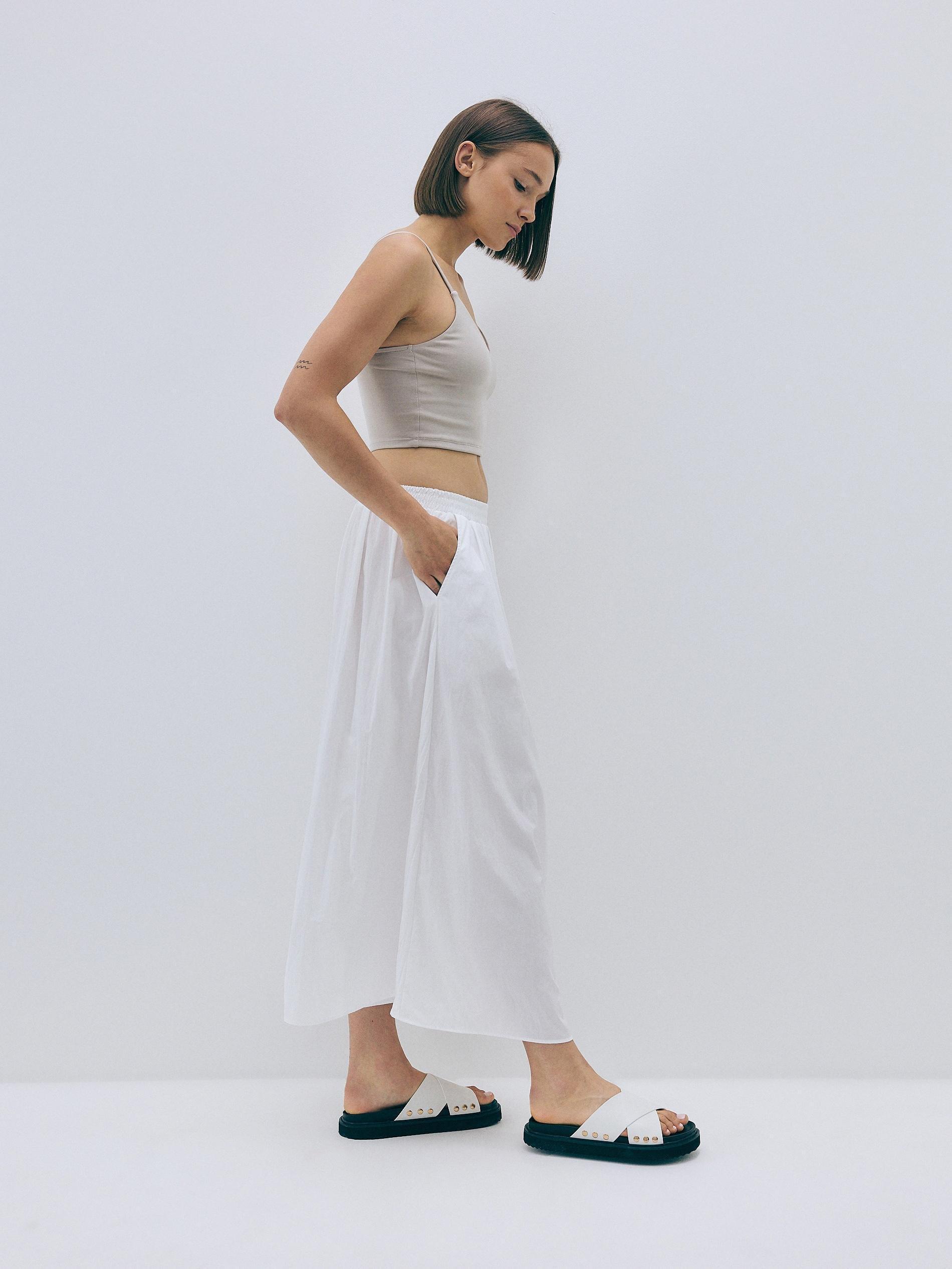 White Flared Midi Skirt, , large image number 4