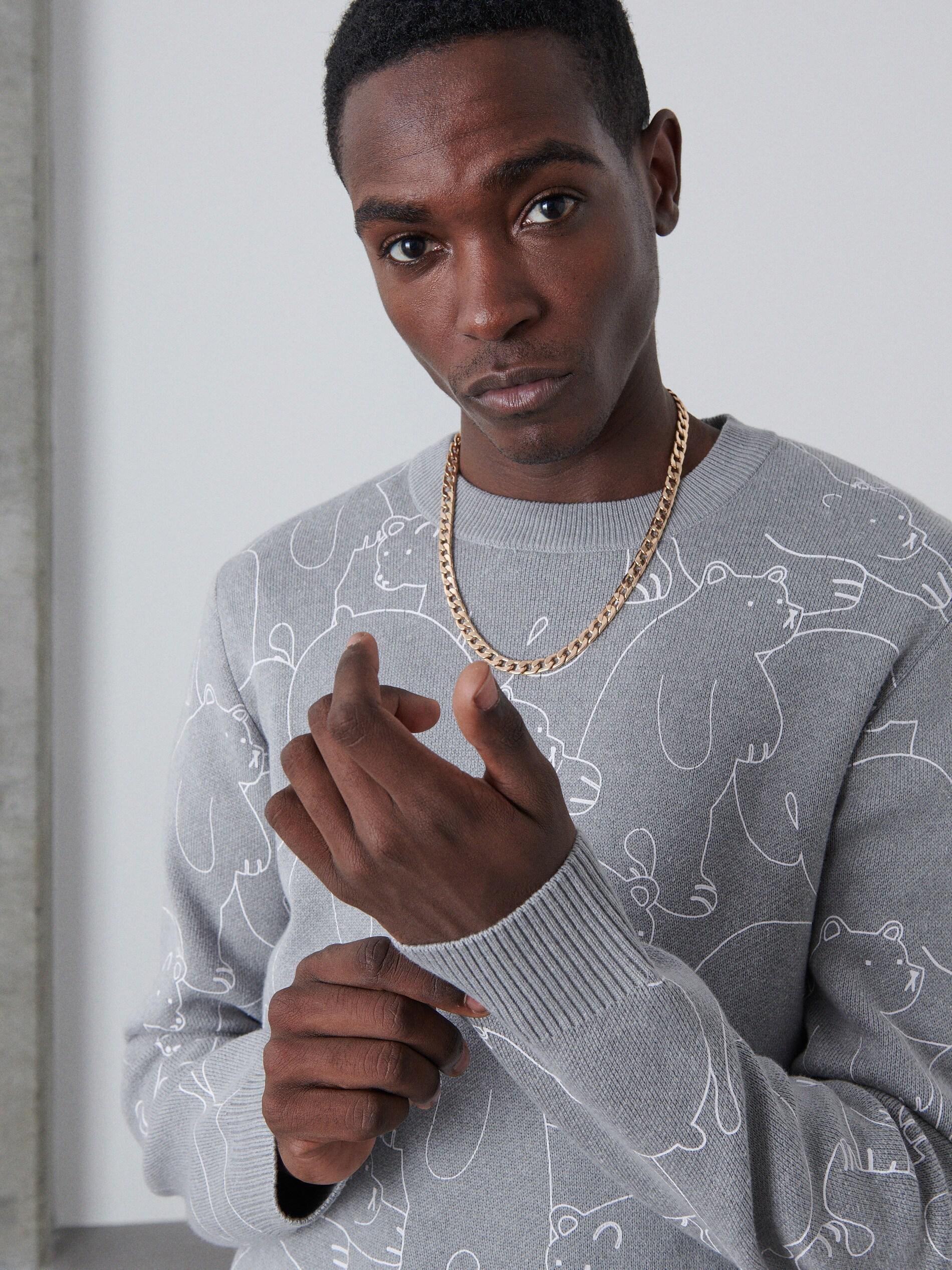 Grey Sweater With A Patch, , large image number 0