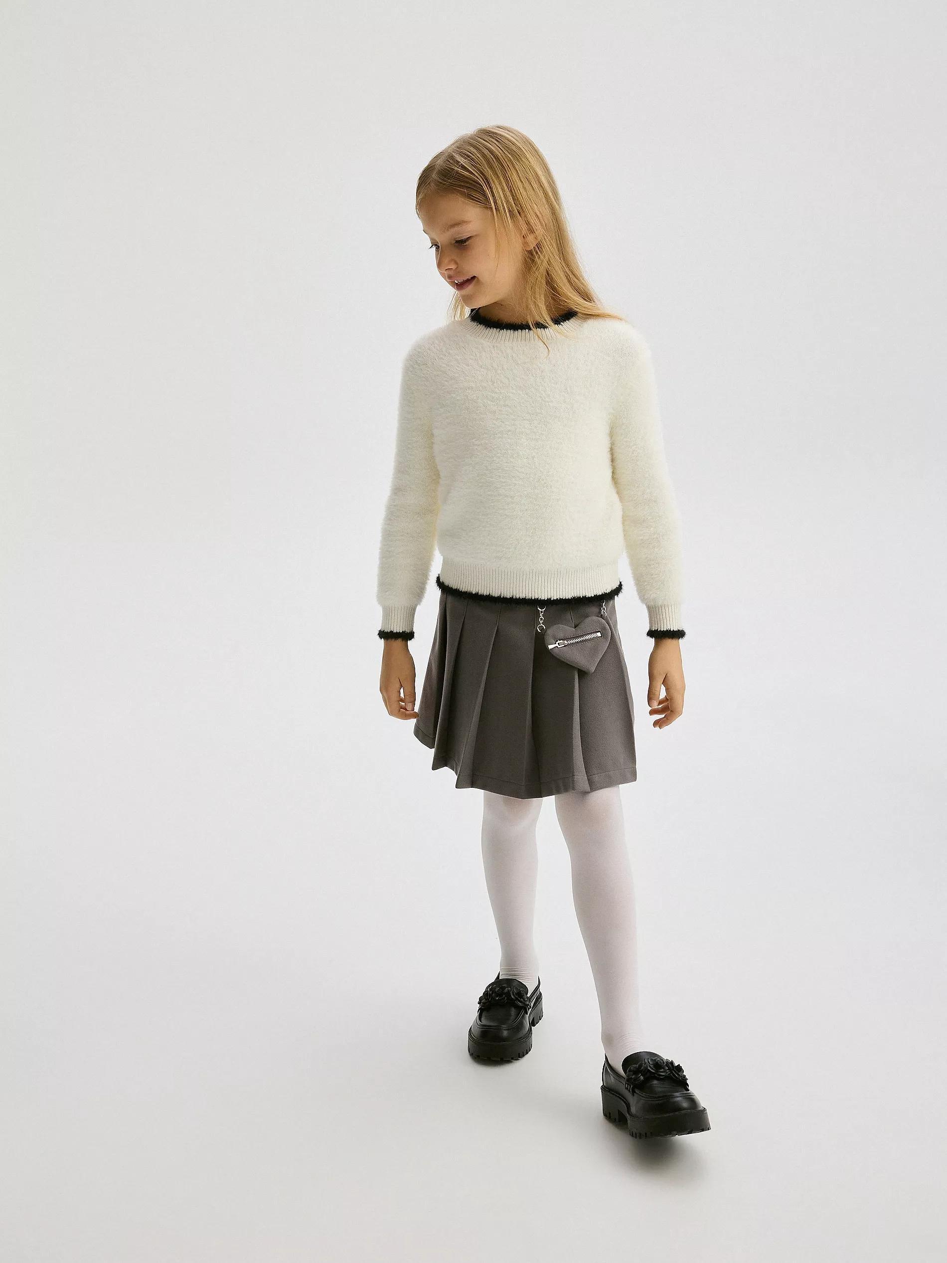 Grey Pleated Skirt, , large image number 3