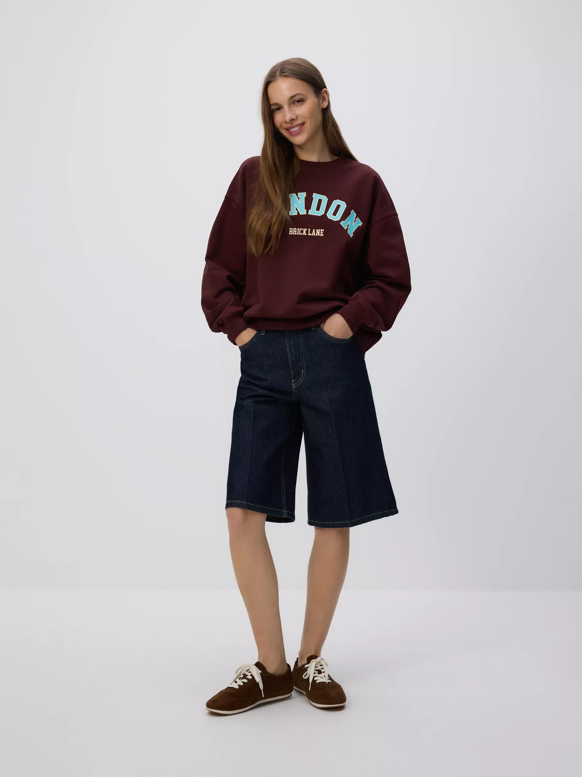 DARK BROWN Printed sweatshirt, , medium