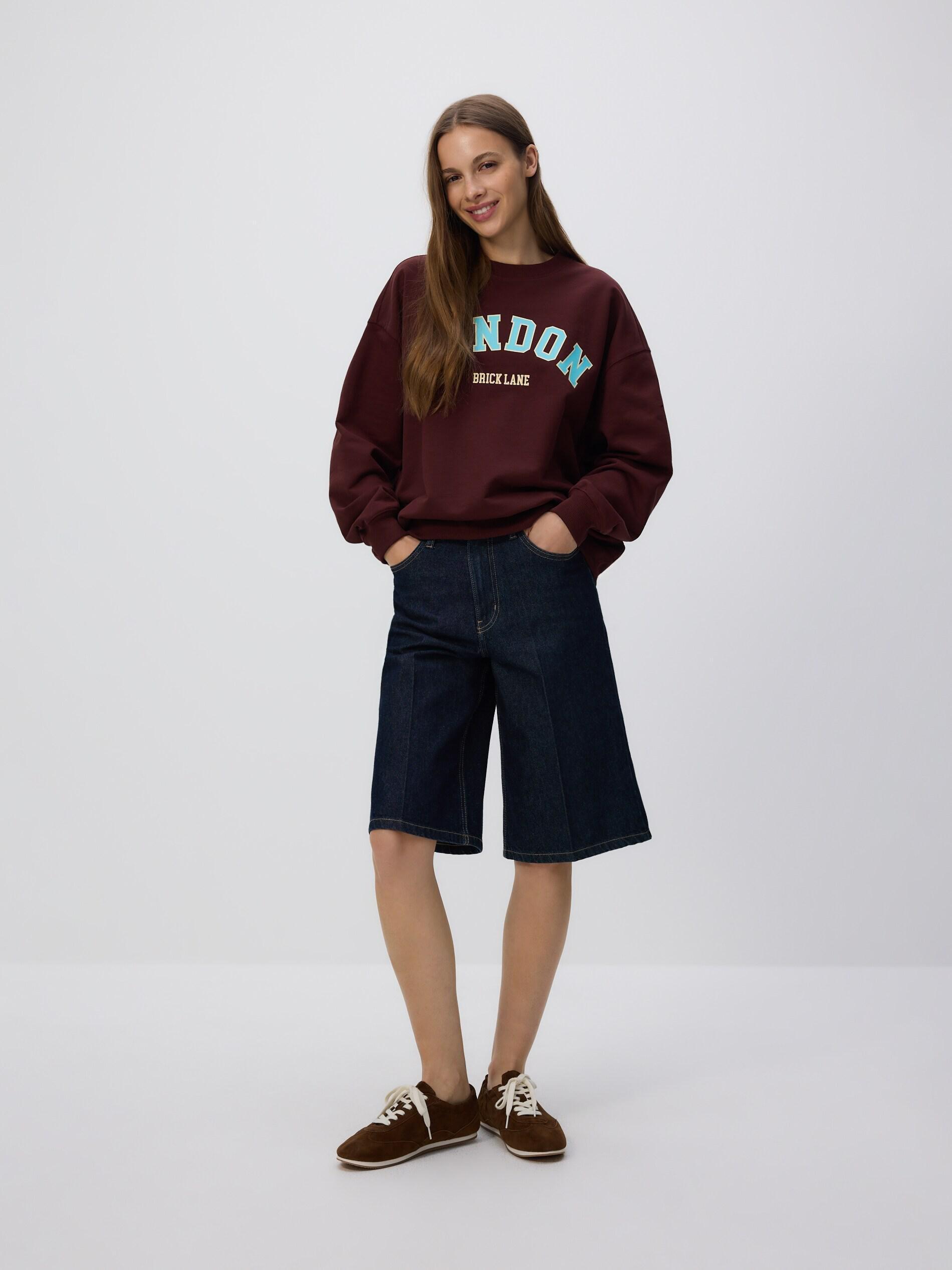 DARK BROWN Printed sweatshirt, Brown, medium