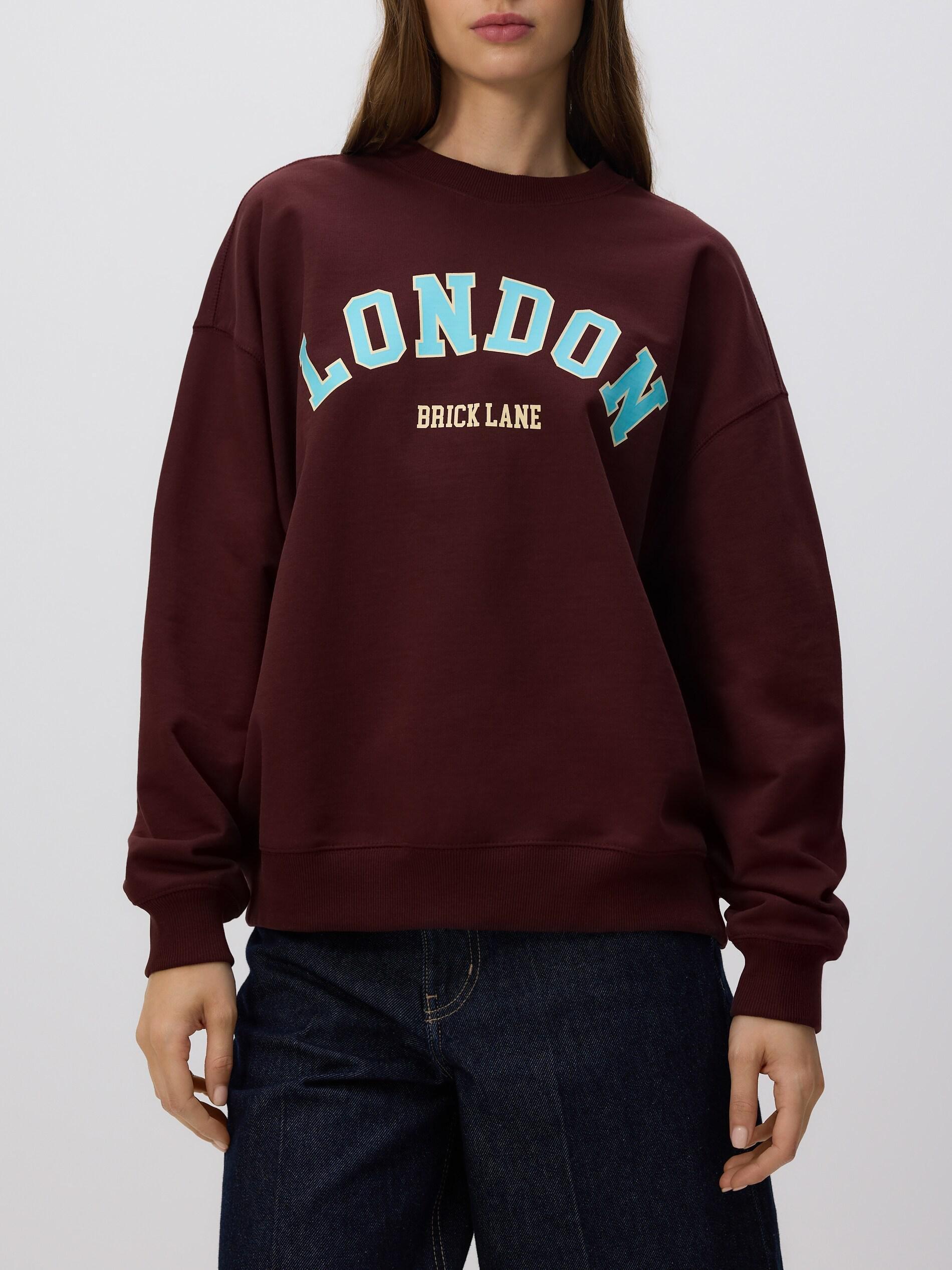 DARK BROWN Printed sweatshirt, Brown, large image number 1